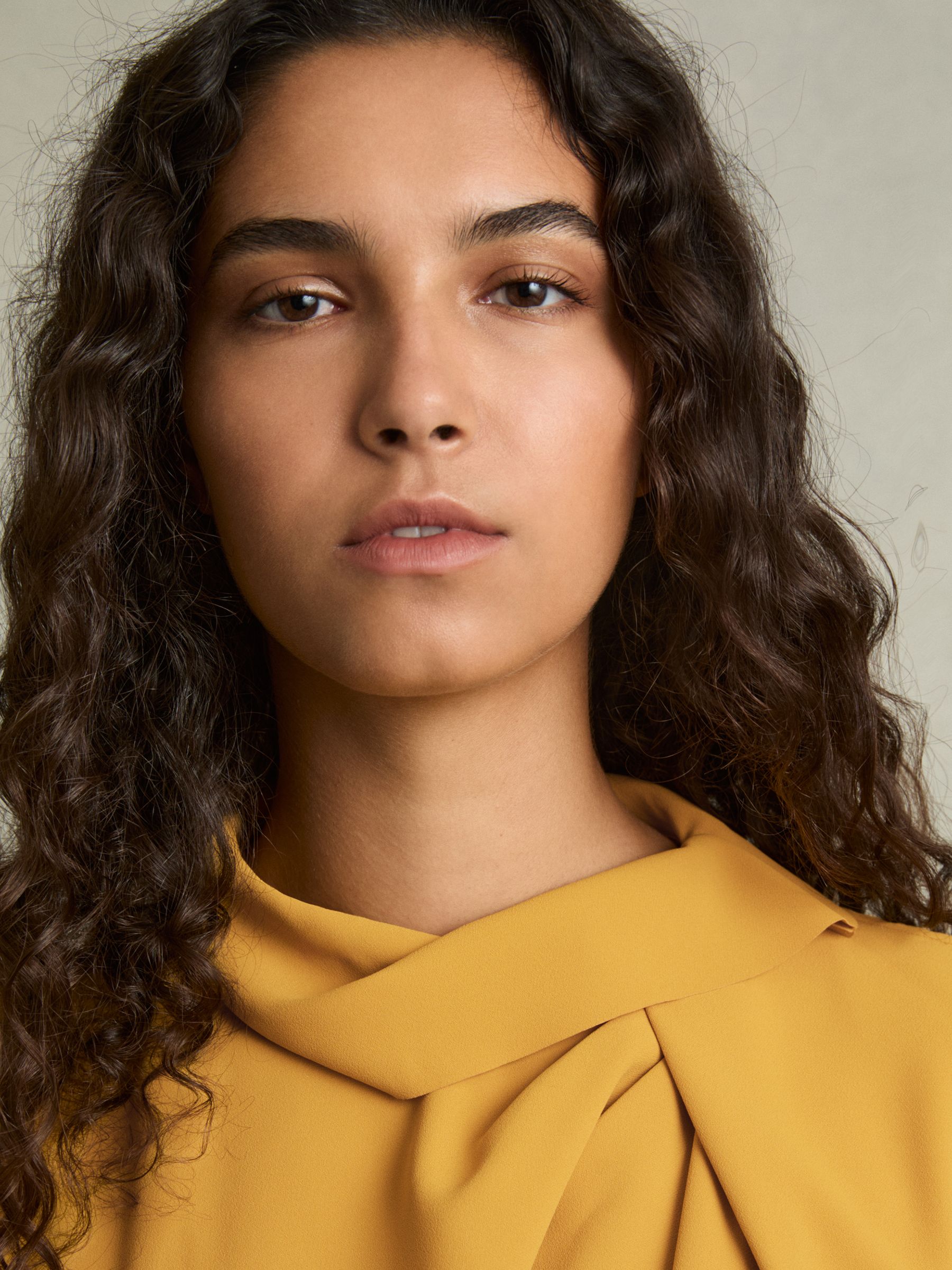 Drape-Neck Shell Top in Yellow