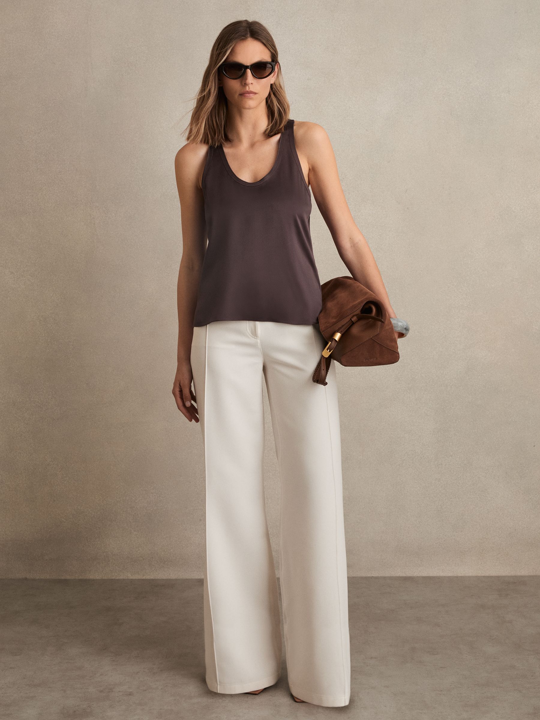 Silk Scoop-Neck Vest in Mauve