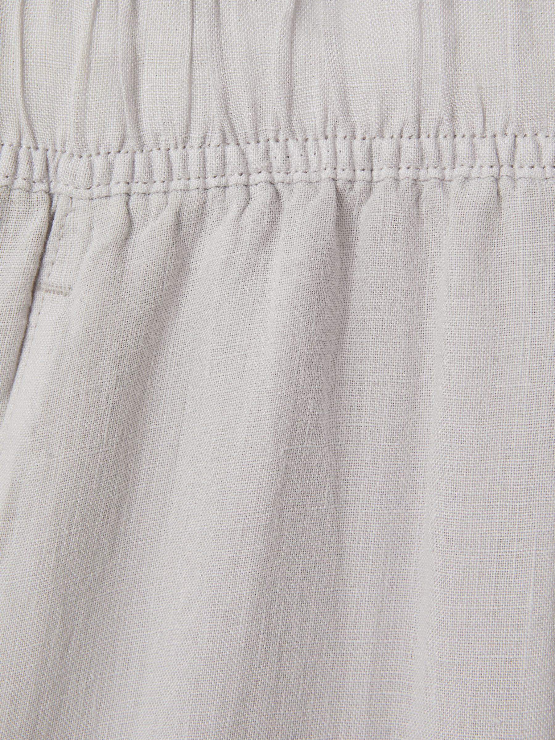 Garment Dyed Wide Leg 100% Linen Trousers in Dusty Blue