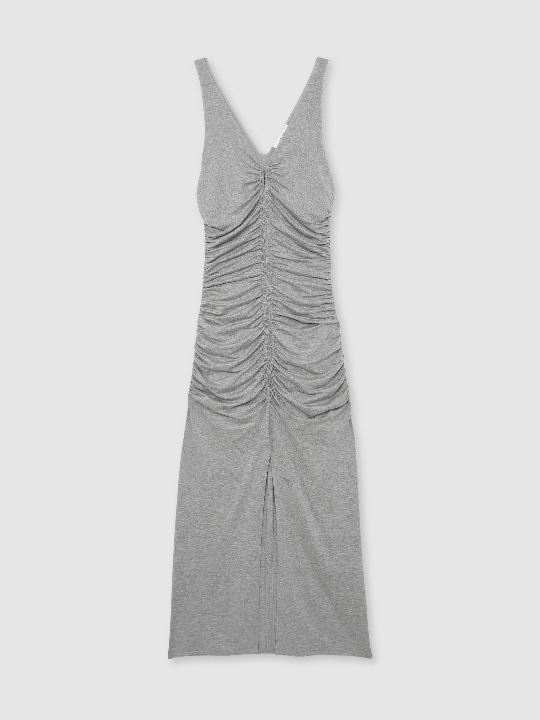 Stretch-Modal Ruched Jersey Dress in Grey