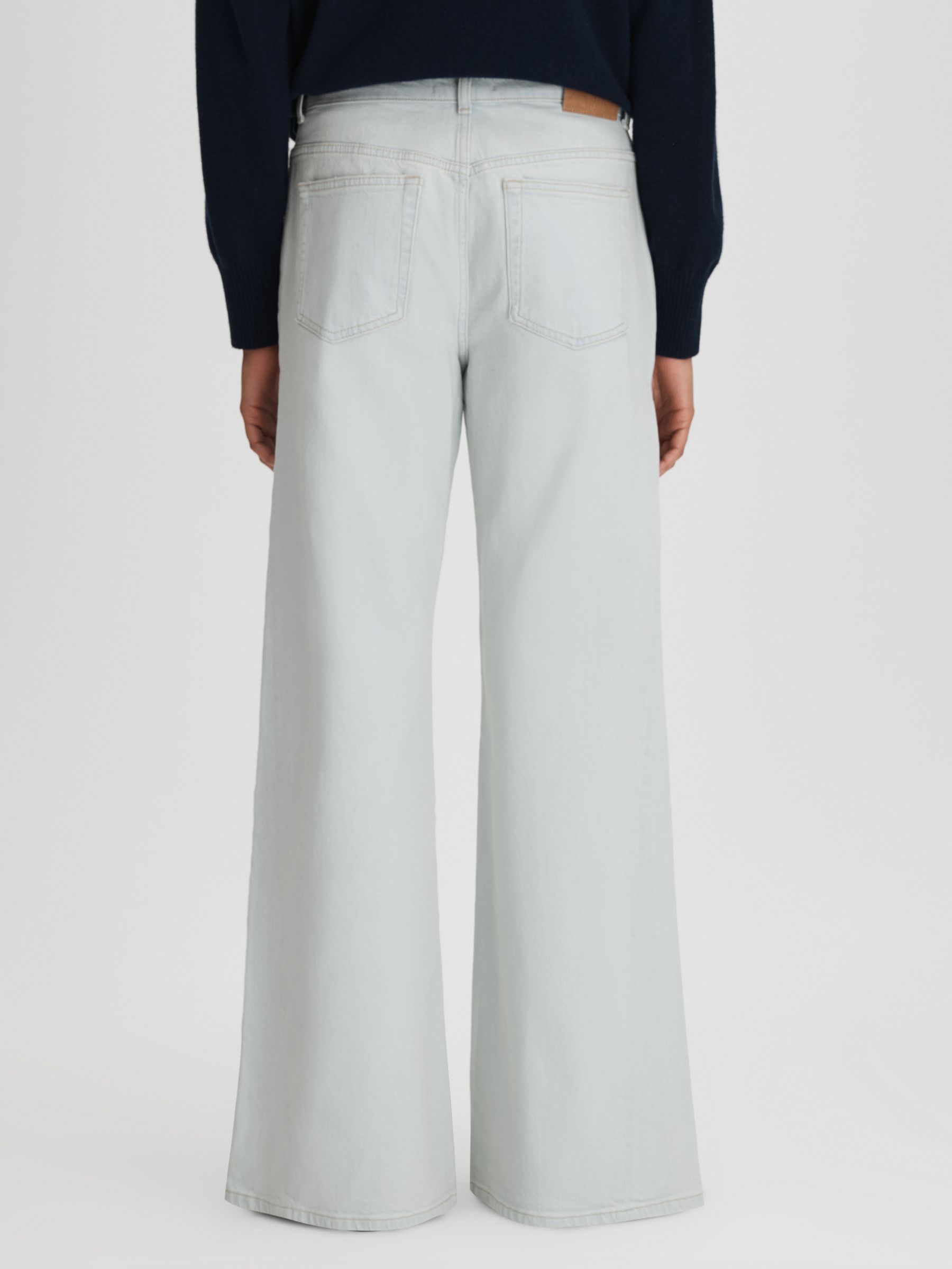 Flared Side Seam Jeans in Light Blue