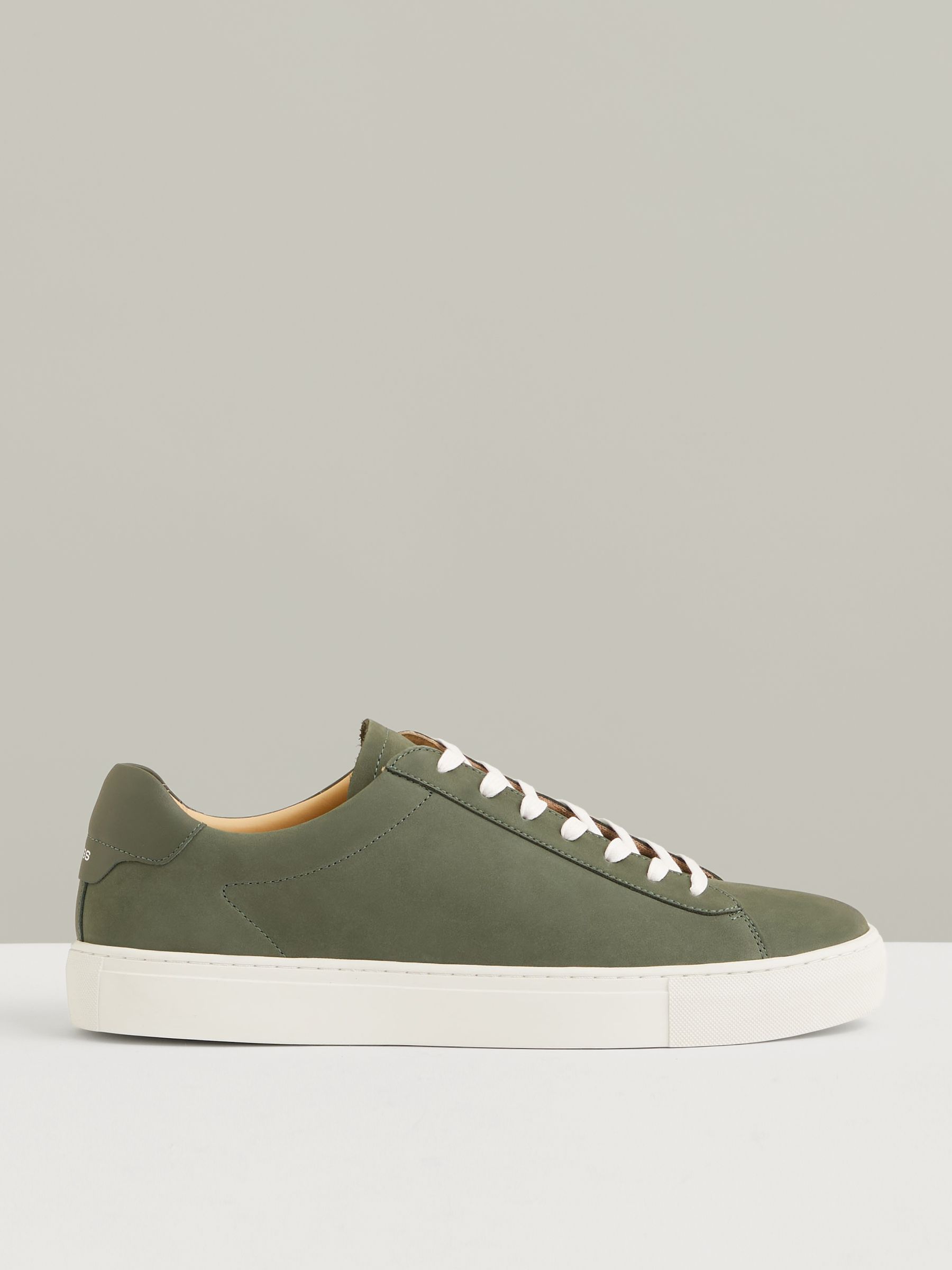 Nubuck Leather Low-Top Trainers in Thyme Green