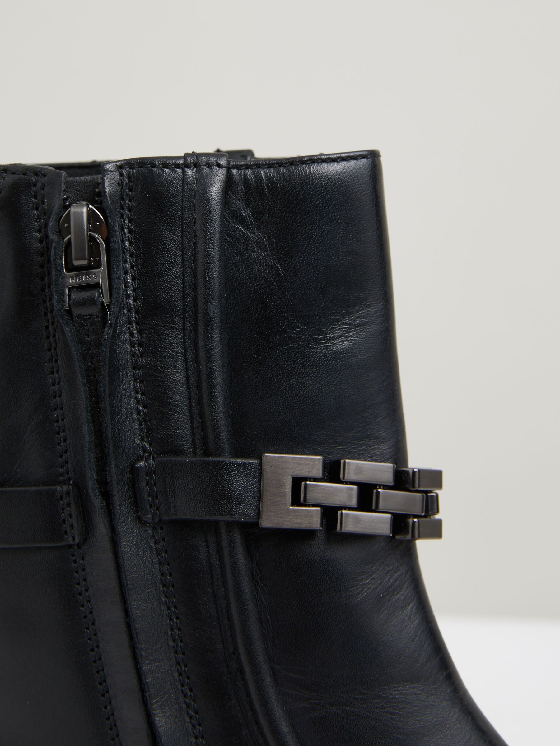 Chain Embellished Ankle Boots in Black