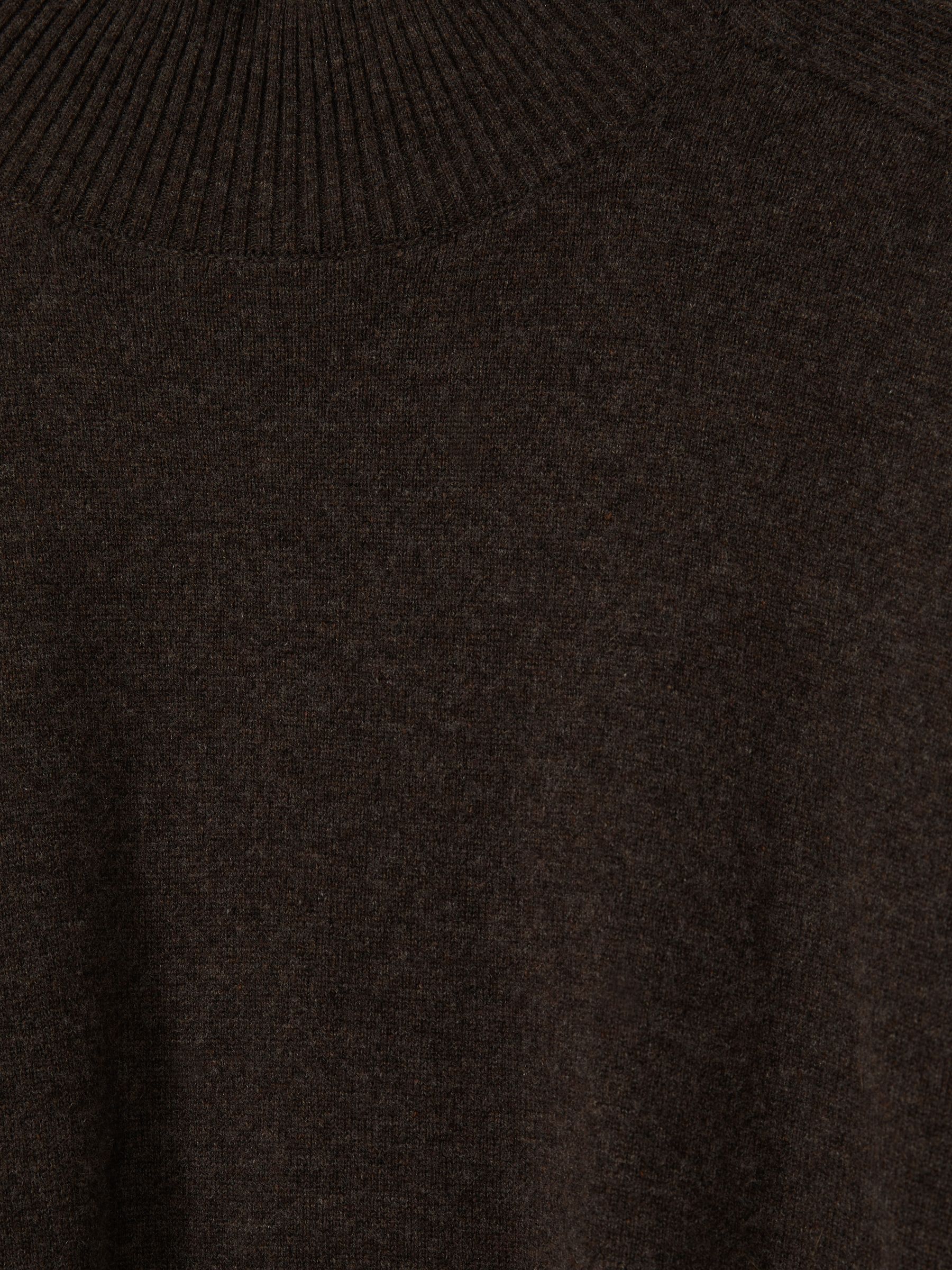 Wool Blend Funnel Neck Jumper in Chocolate