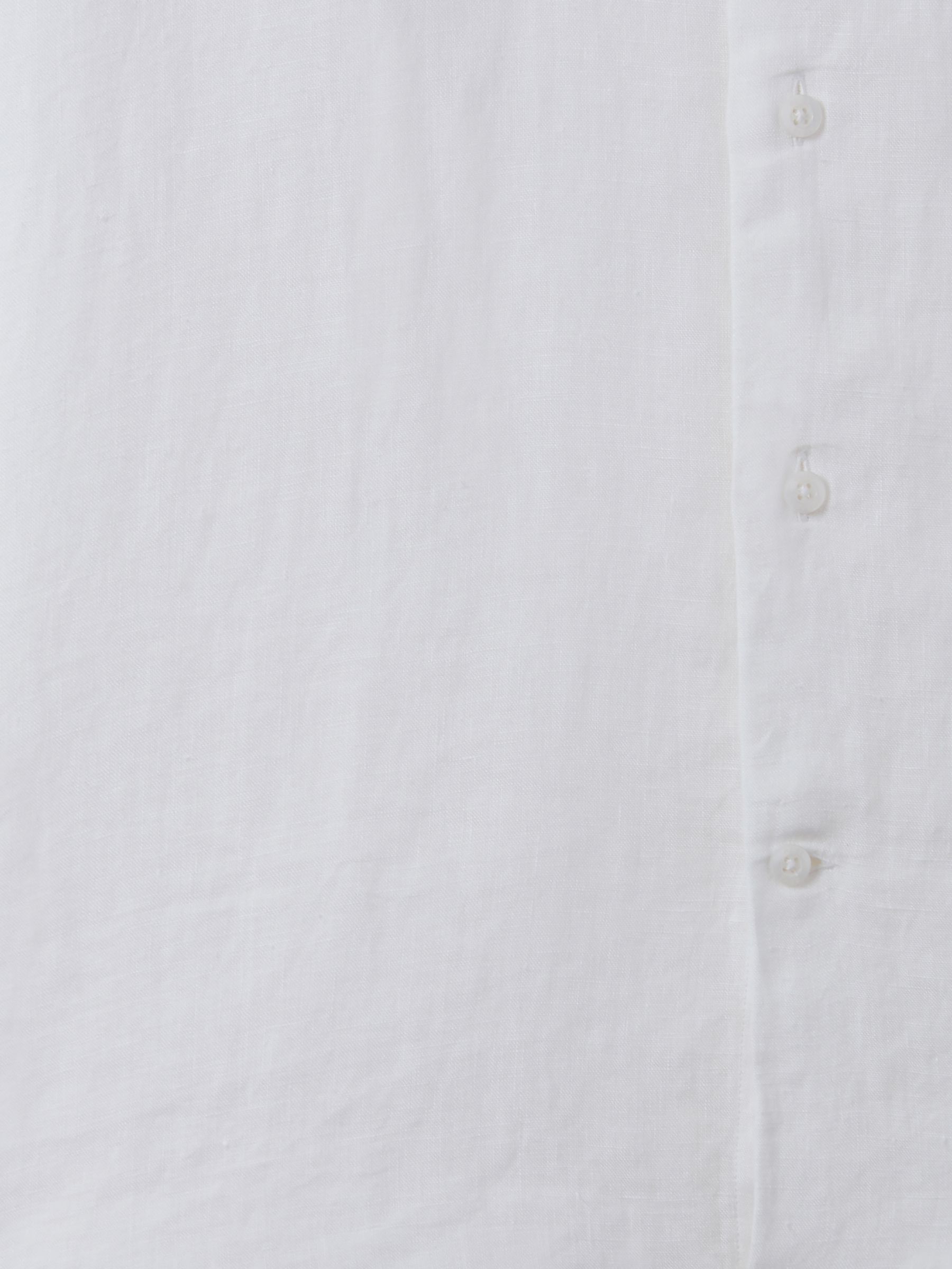 Slim Fit Linen Button-Through Shirt in White