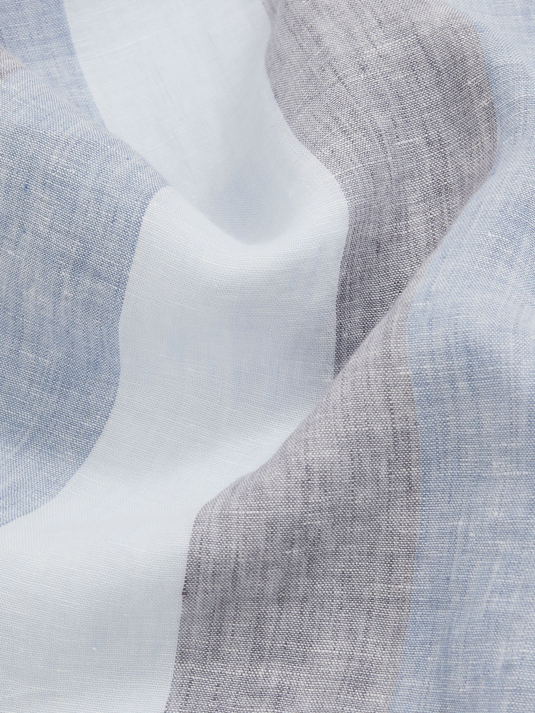 Stripe Cuban Collar Shirt in Wide Stripe Blue Multi