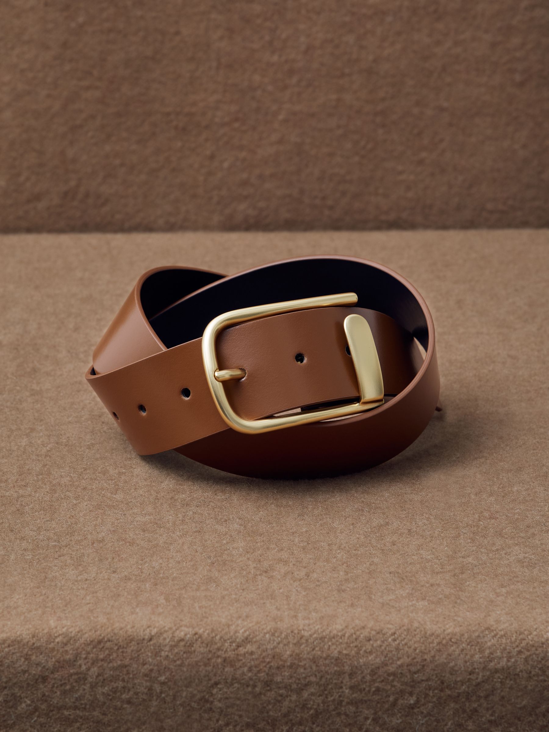 Leather Half-Keeper Belt in Tan