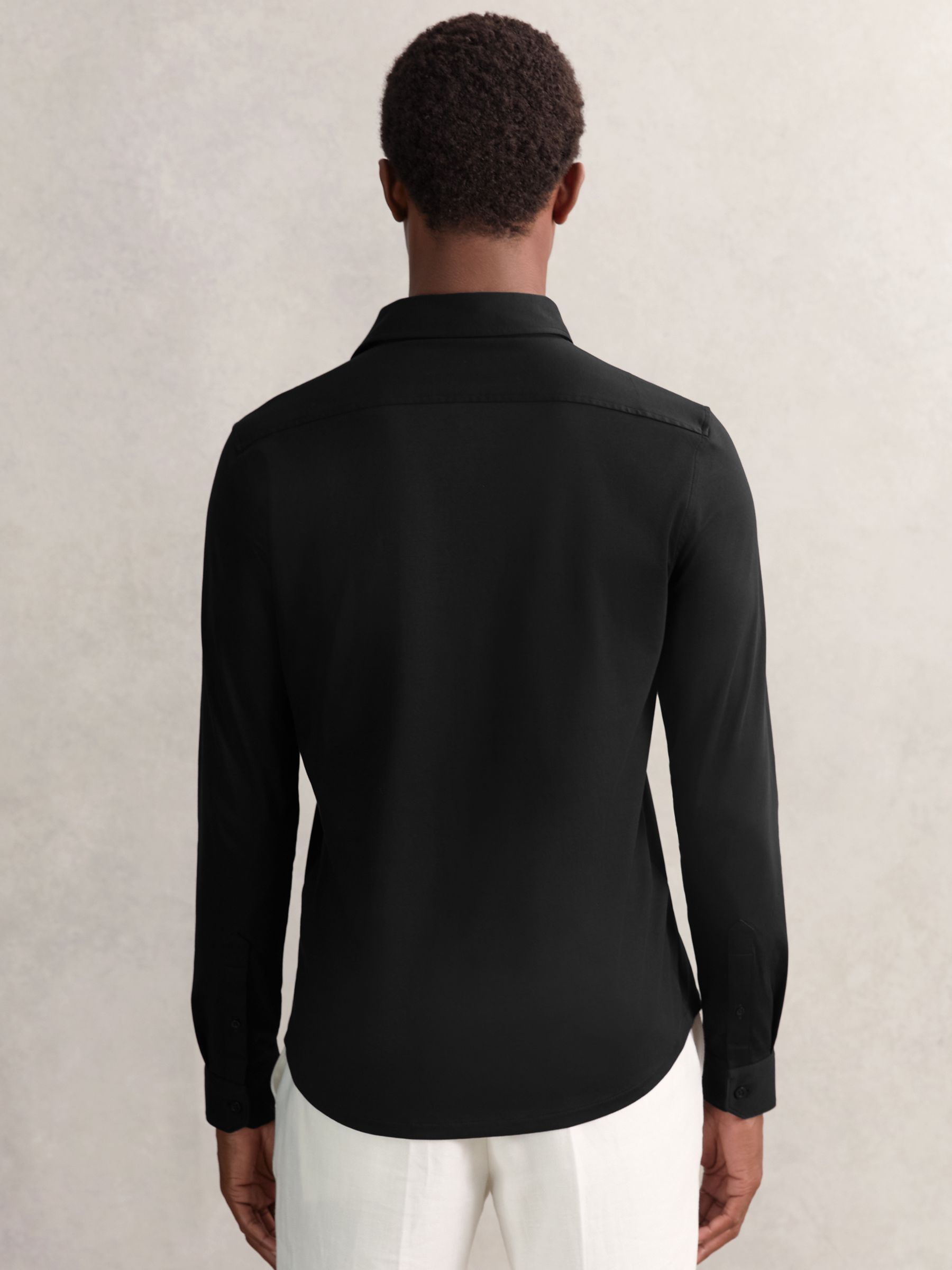 Air-Water Cotton Button-Through Shirt in Black