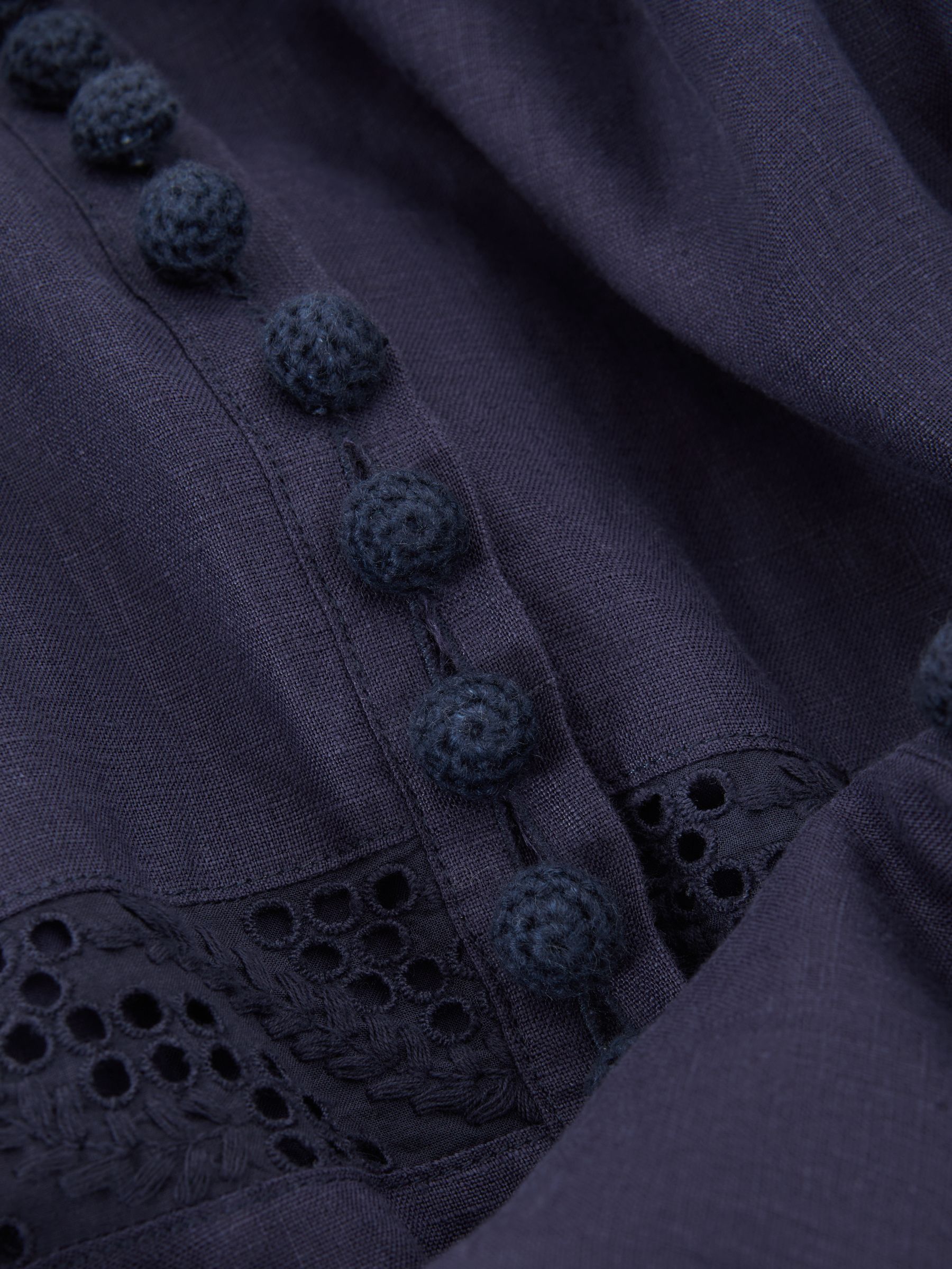 Joslin Linen Shirt Midi Dress in Navy