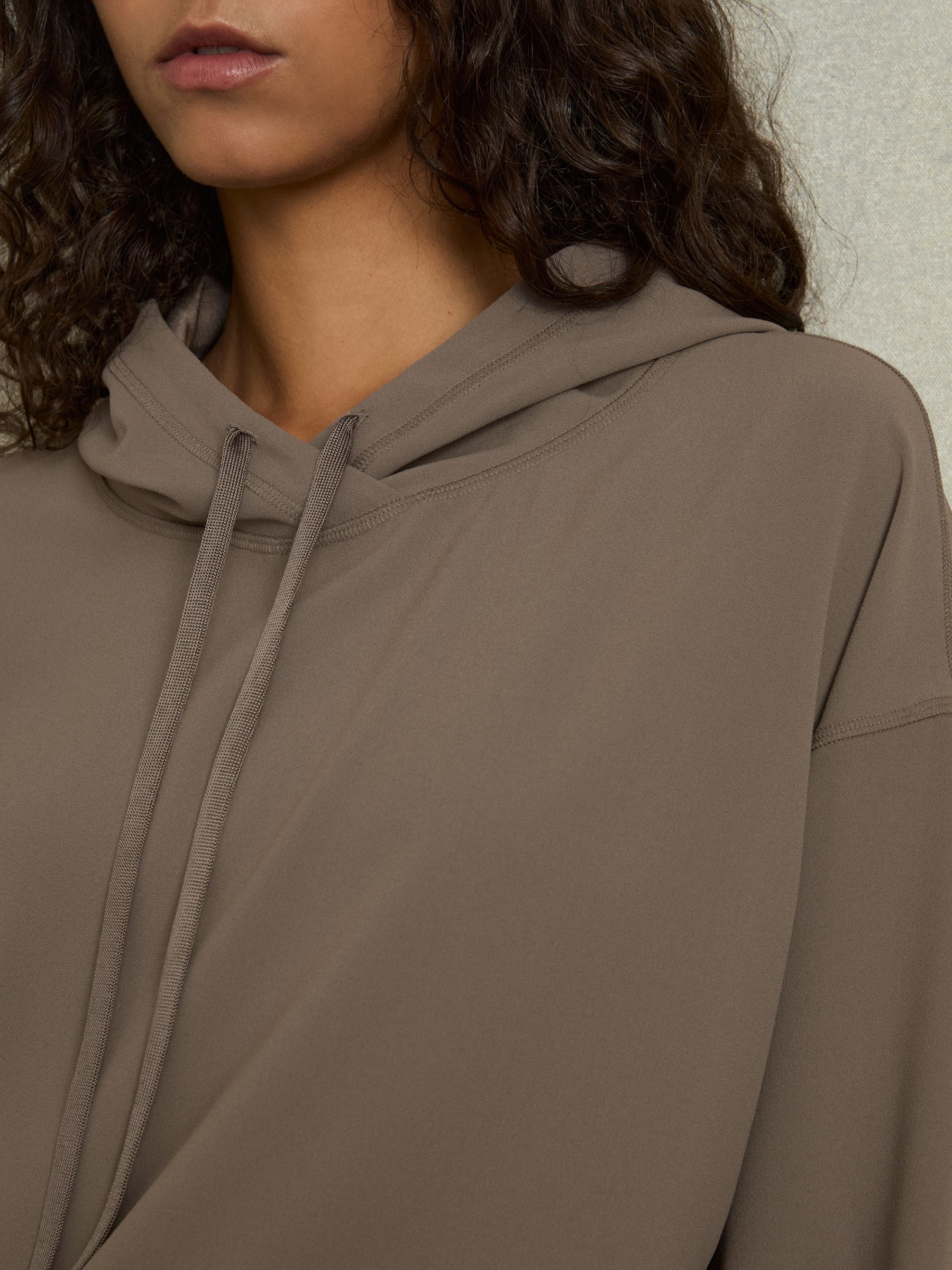 Woven Hooded Top in Mink