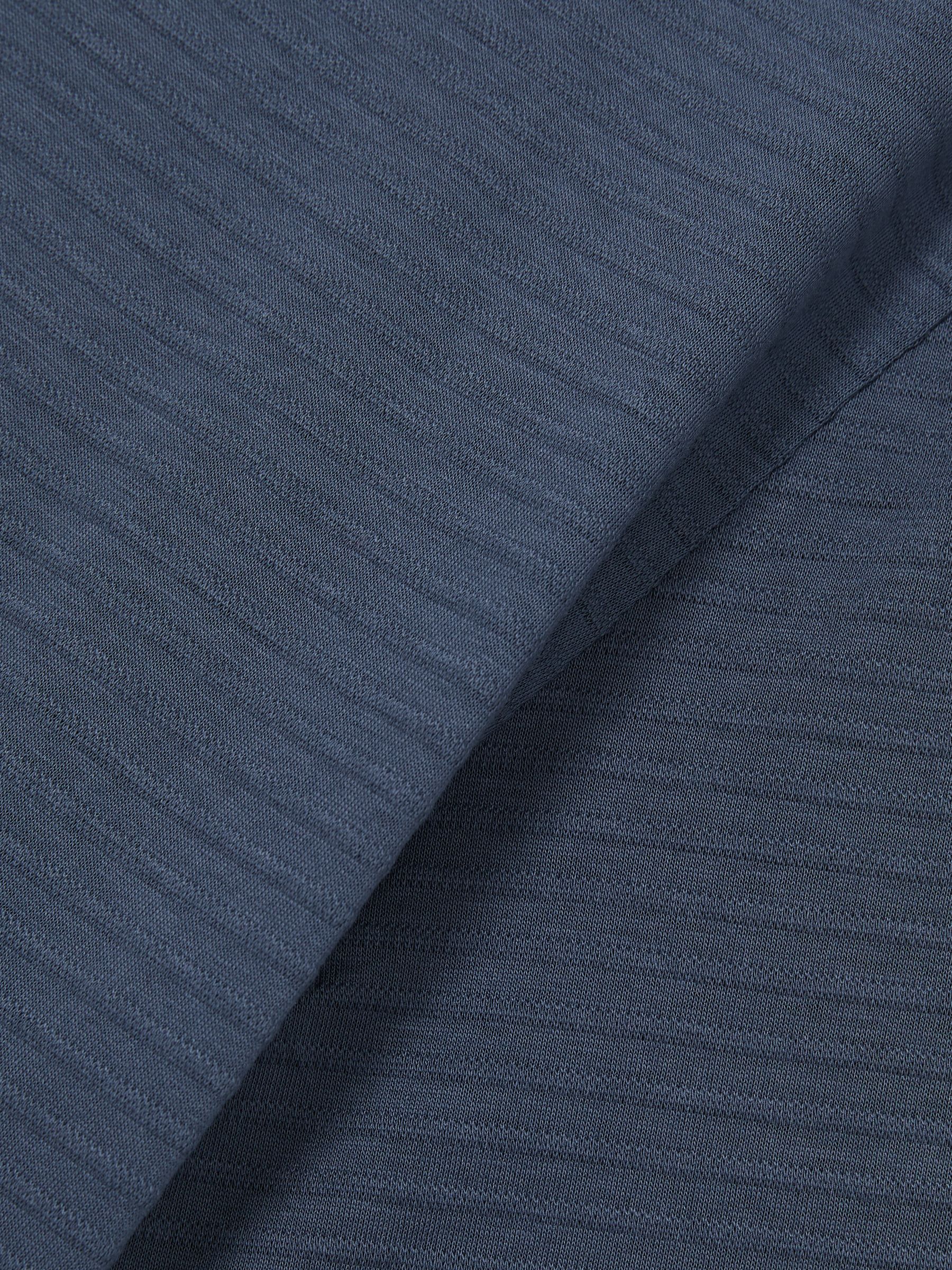 Mercerised-Cotton Ribbed T-Shirt in Airforce Blue