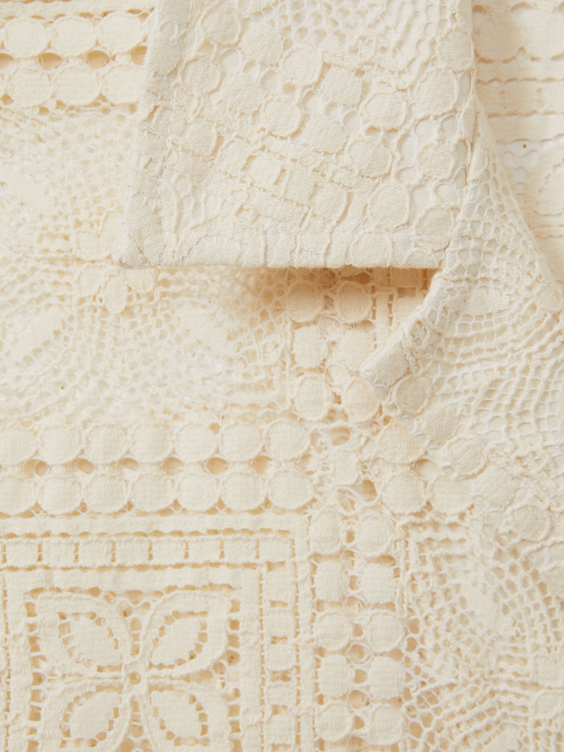 Crochet Cuban-Collar Shirt in Ecru