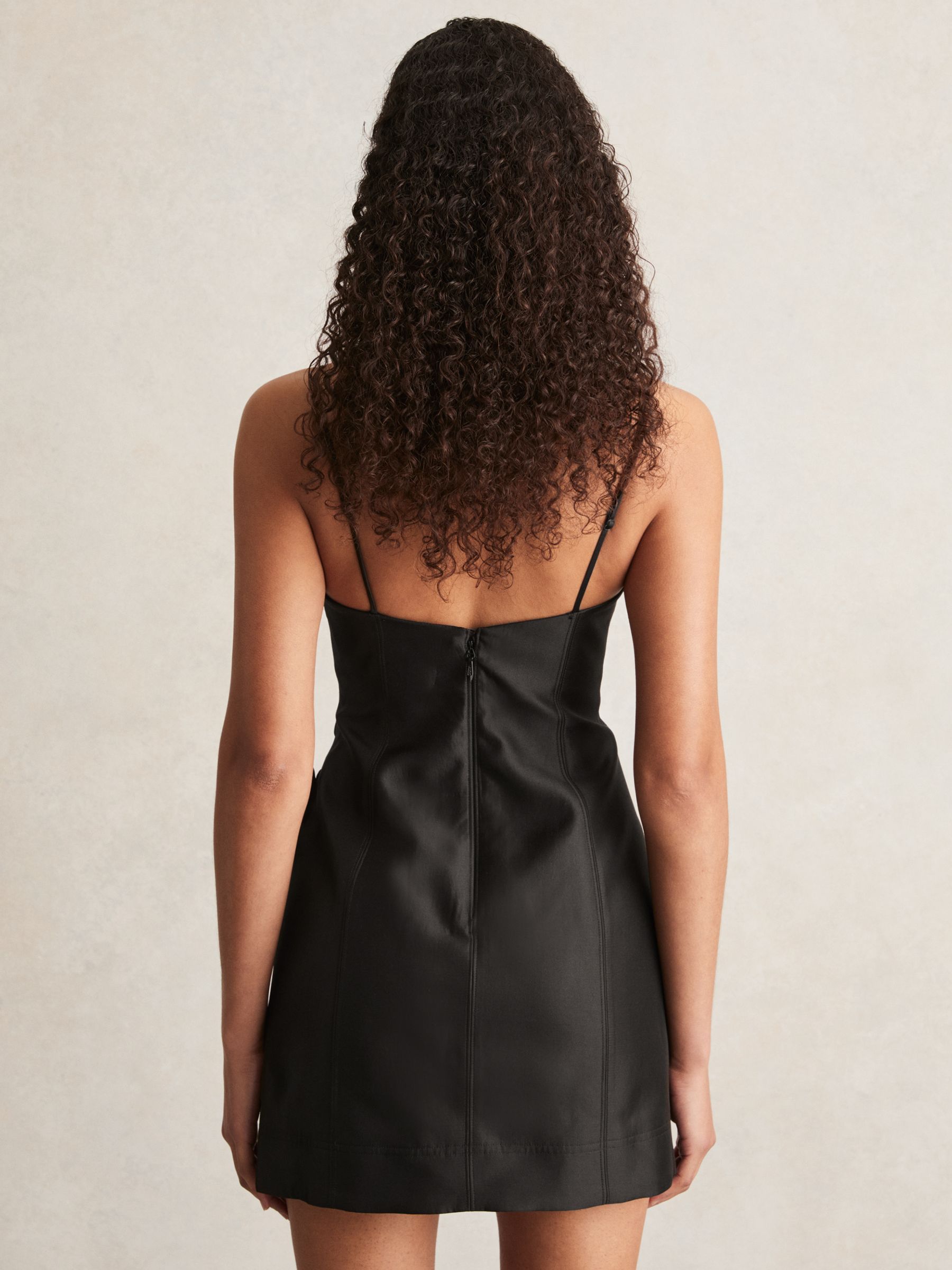 Acler Petal Detail Fitted Mini Black Dress in Black