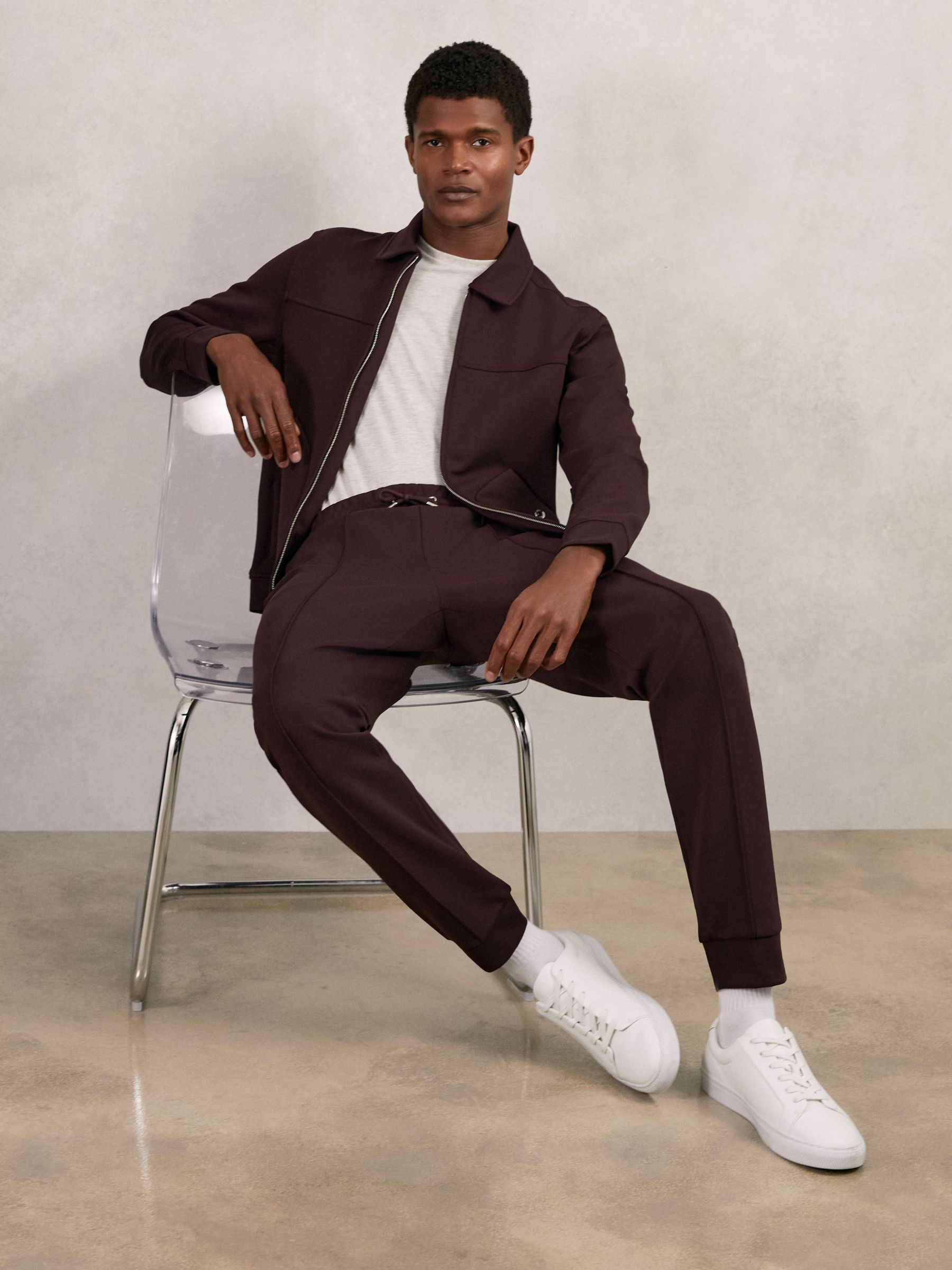 Interlock Zip Through Overshirt in Cherry Red