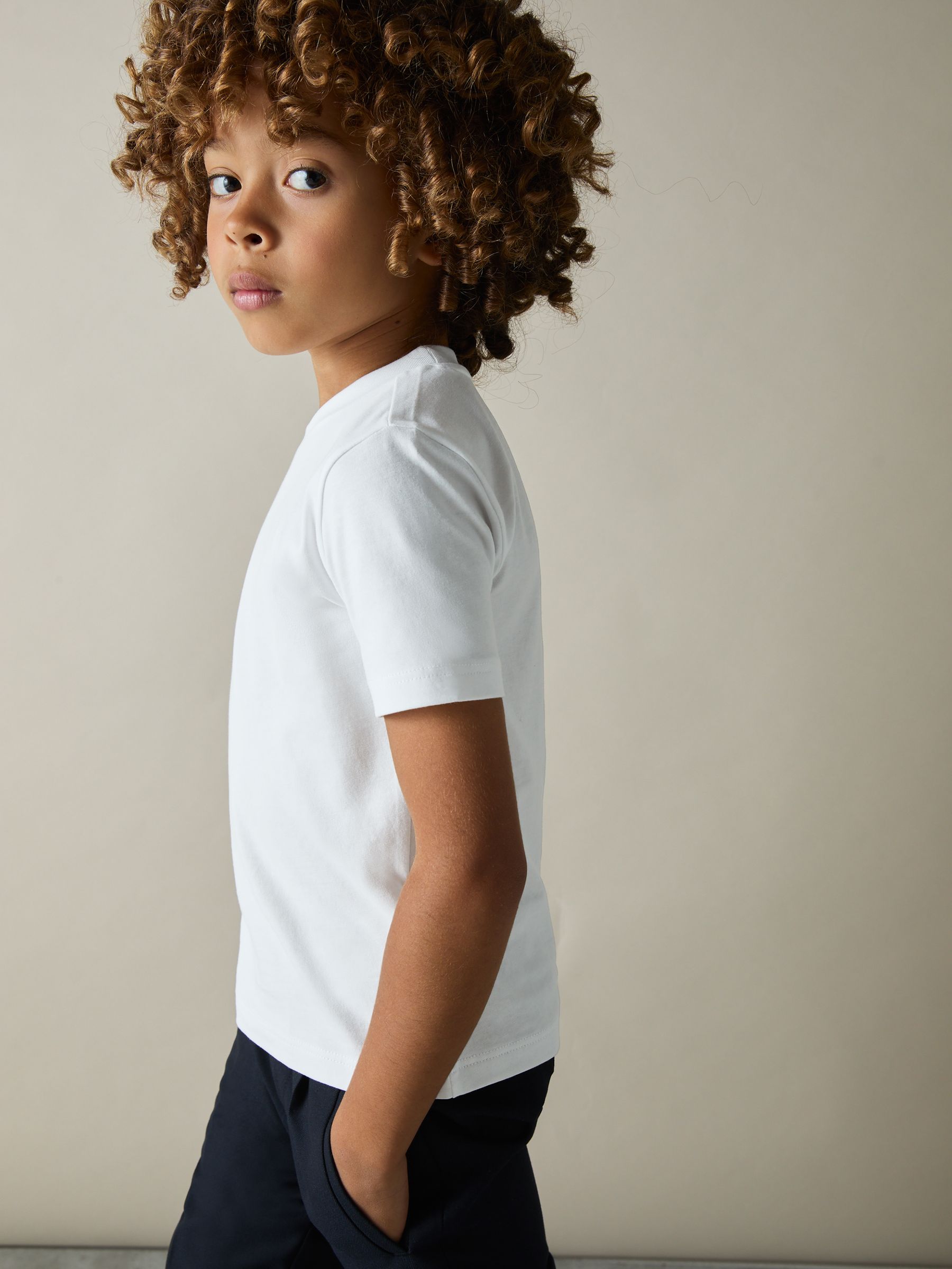 13-14 yrs Cotton Crew-Neck T-Shirt in White