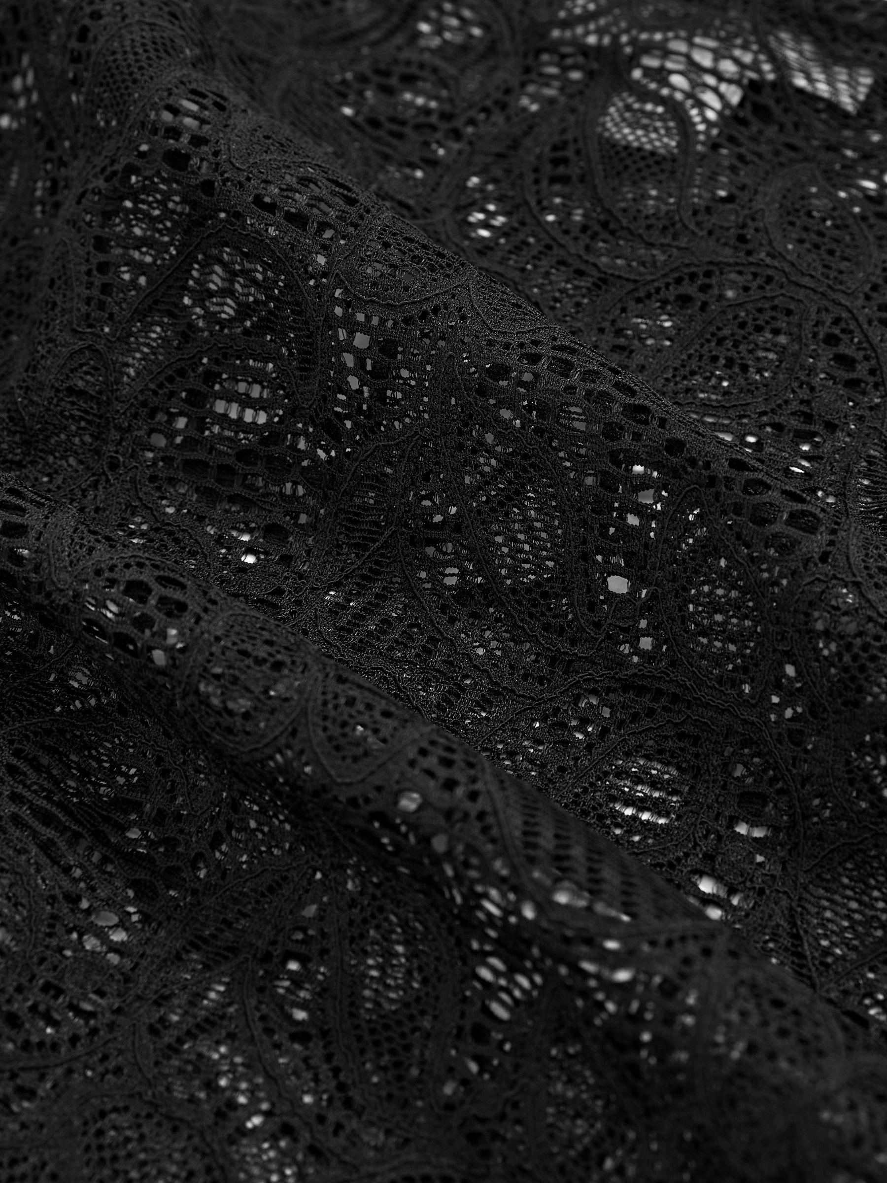 Floral Print Lace Bodysuit in Black