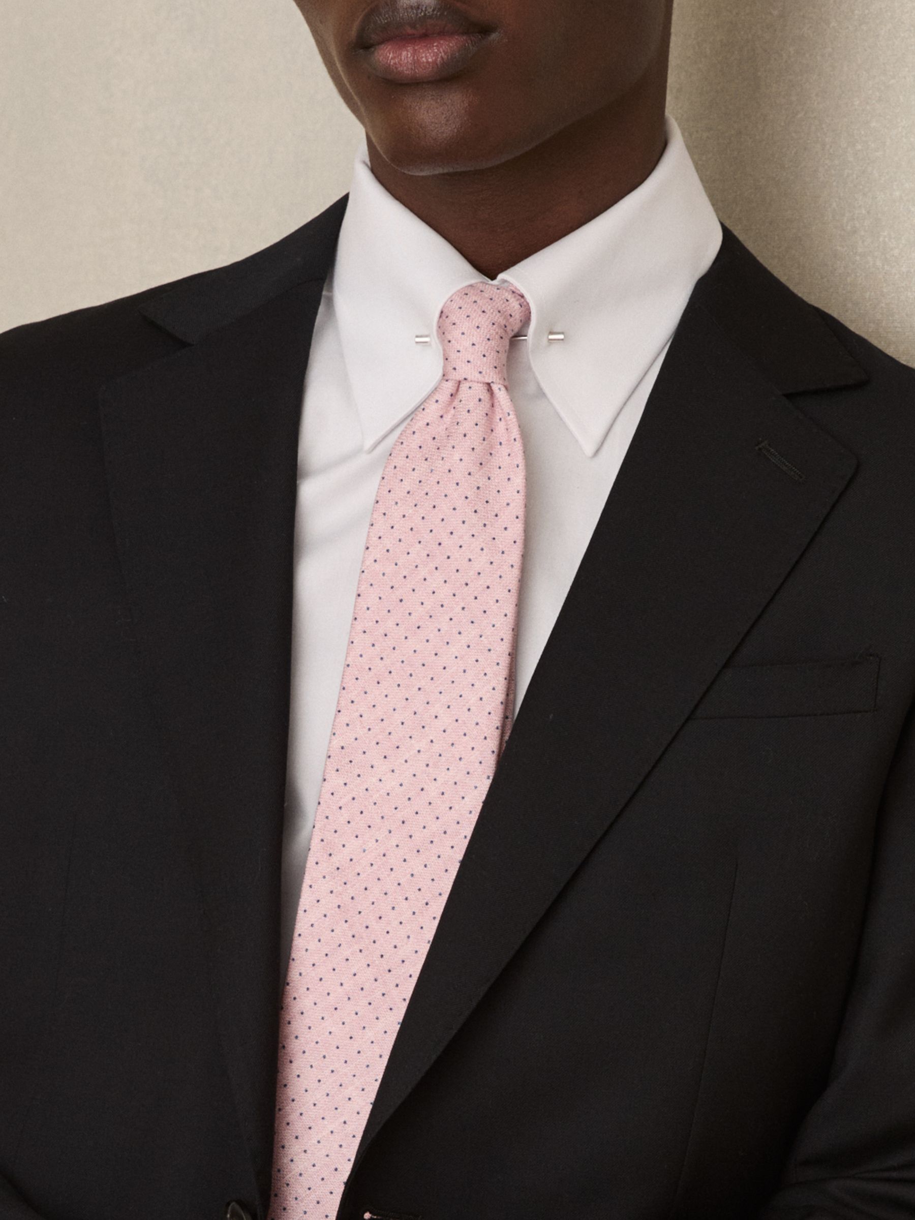 Silk Pin-Dot Tie in Soft Pink