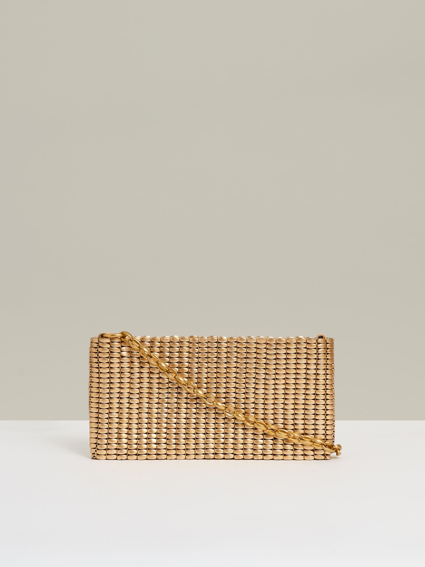 Beaded Removable Strap Shoulder Bag in Gold