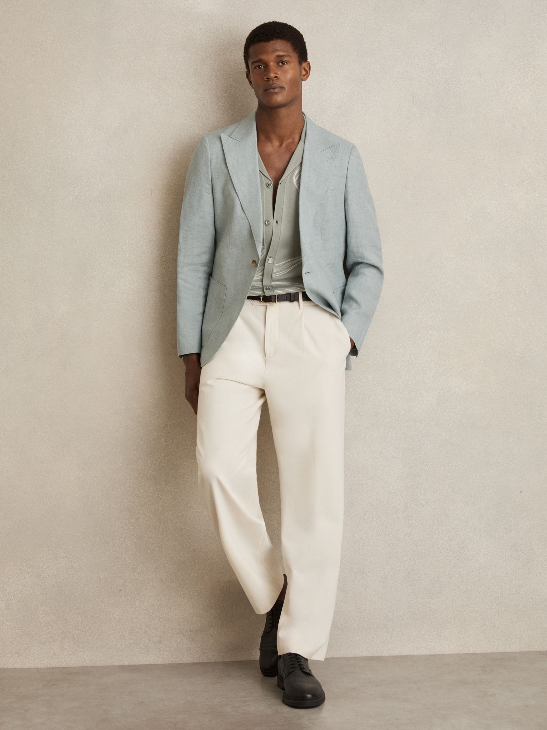 Flower Embroidered Knit Shirt in Soft Sage