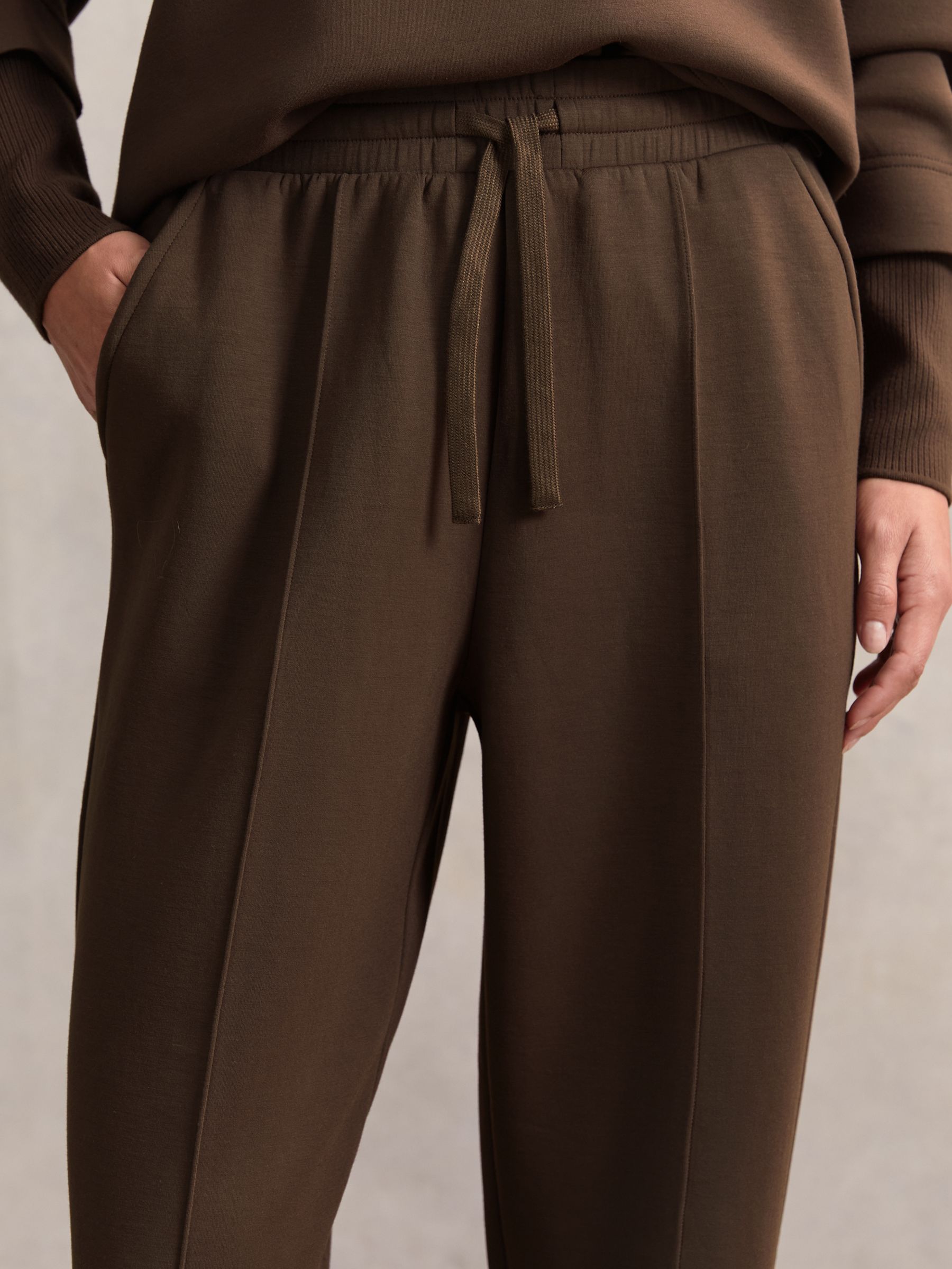 Interlock Wide-Leg Joggers in Chocolate