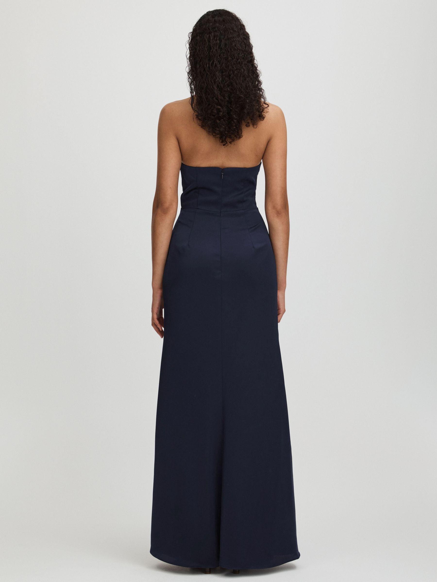 Gemi Navy Halston Satin Halter Neck Maxi Dress