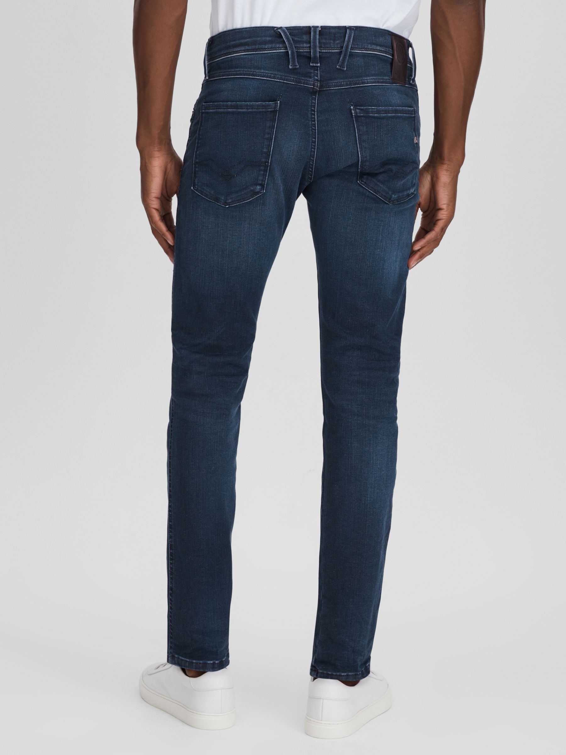 Slim Fit Washed Jeans in Dark Blue