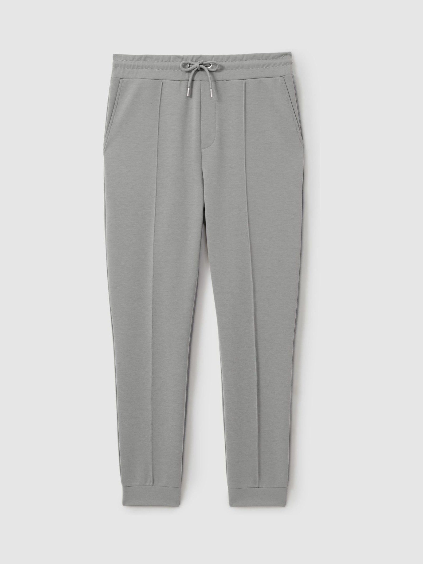 Interlock-Jersey Drawstring Joggers in Flint Grey