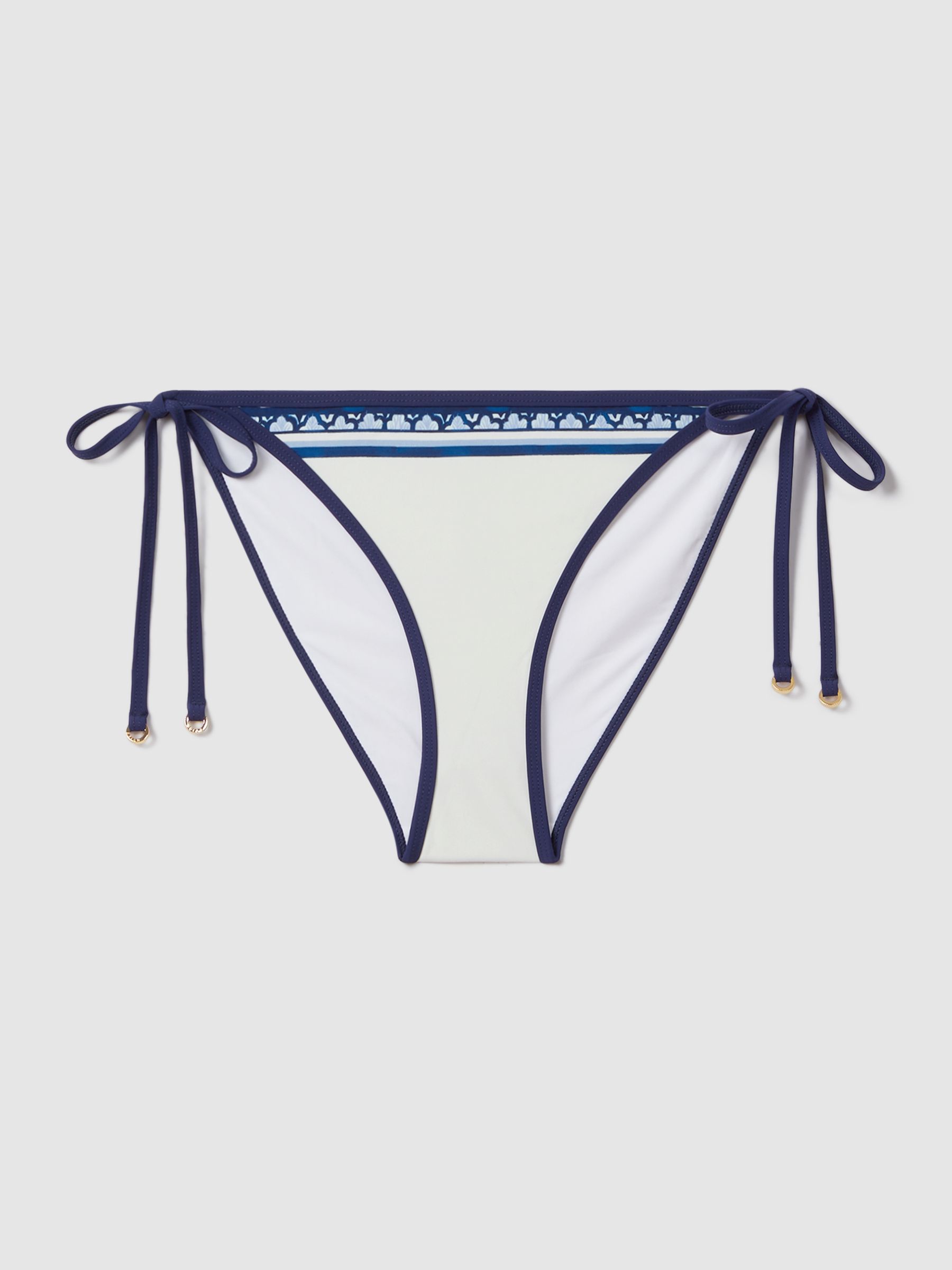 Contrast Trim Bikini Bottoms in Blue Print