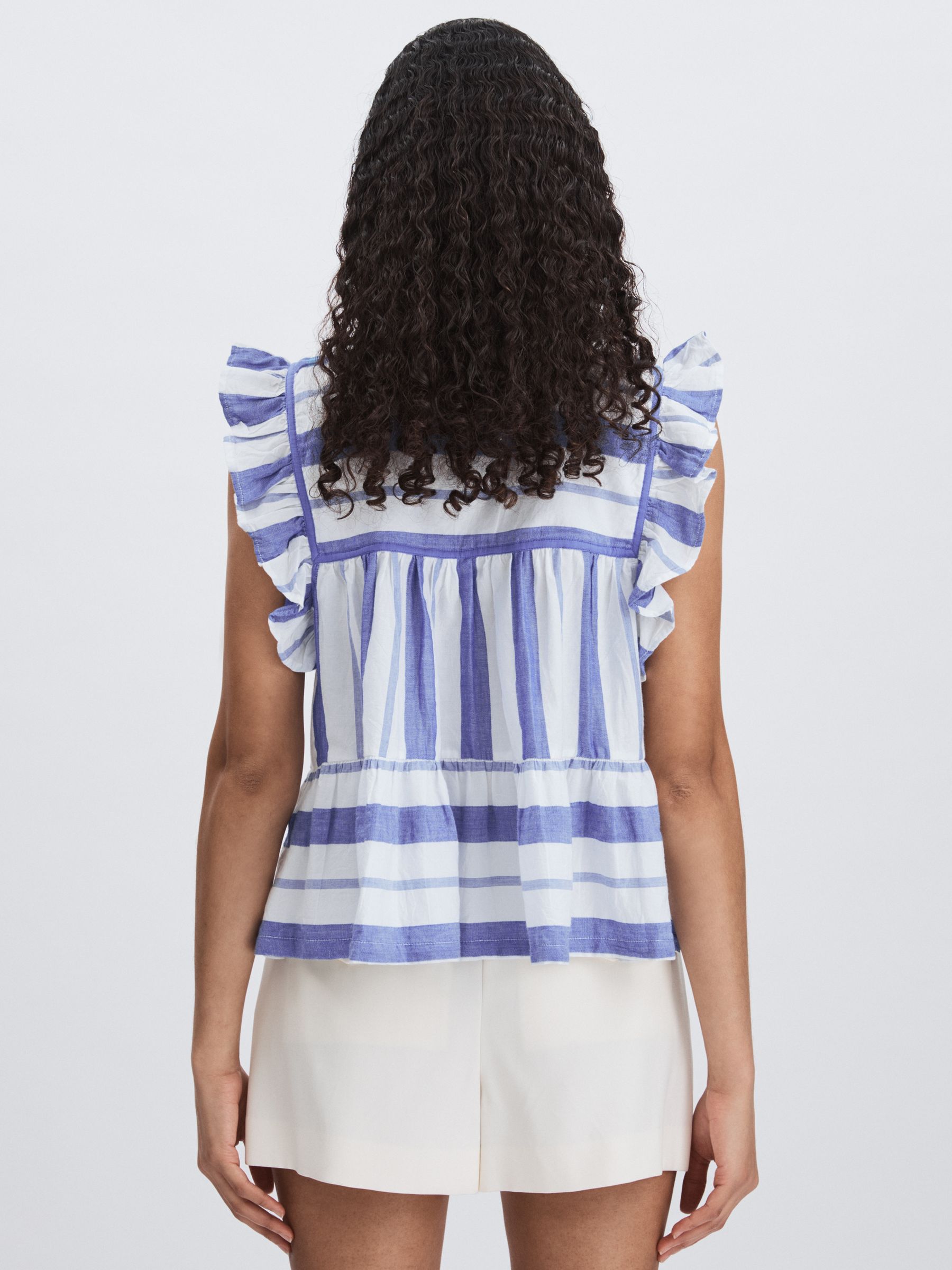 Mille Blue Stripe Peplum Top in Blue Stripe