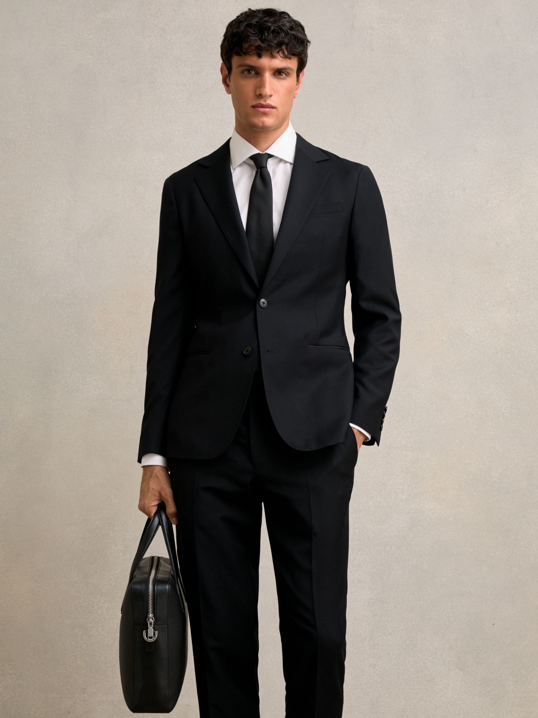 Micro-Grain Leather Briefcase in Black