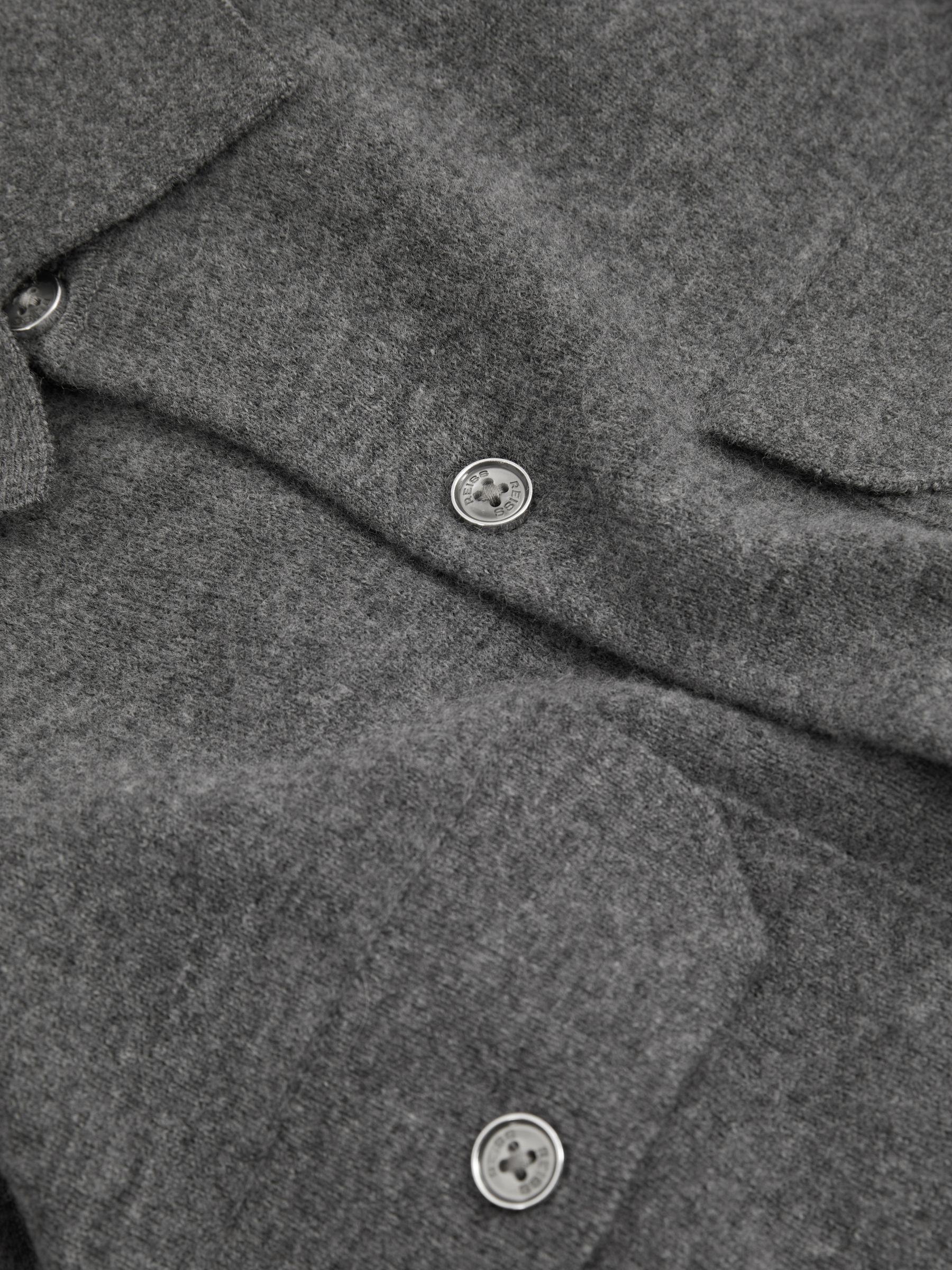 Merino Wool Button-Front Cardigan in Grey Melange