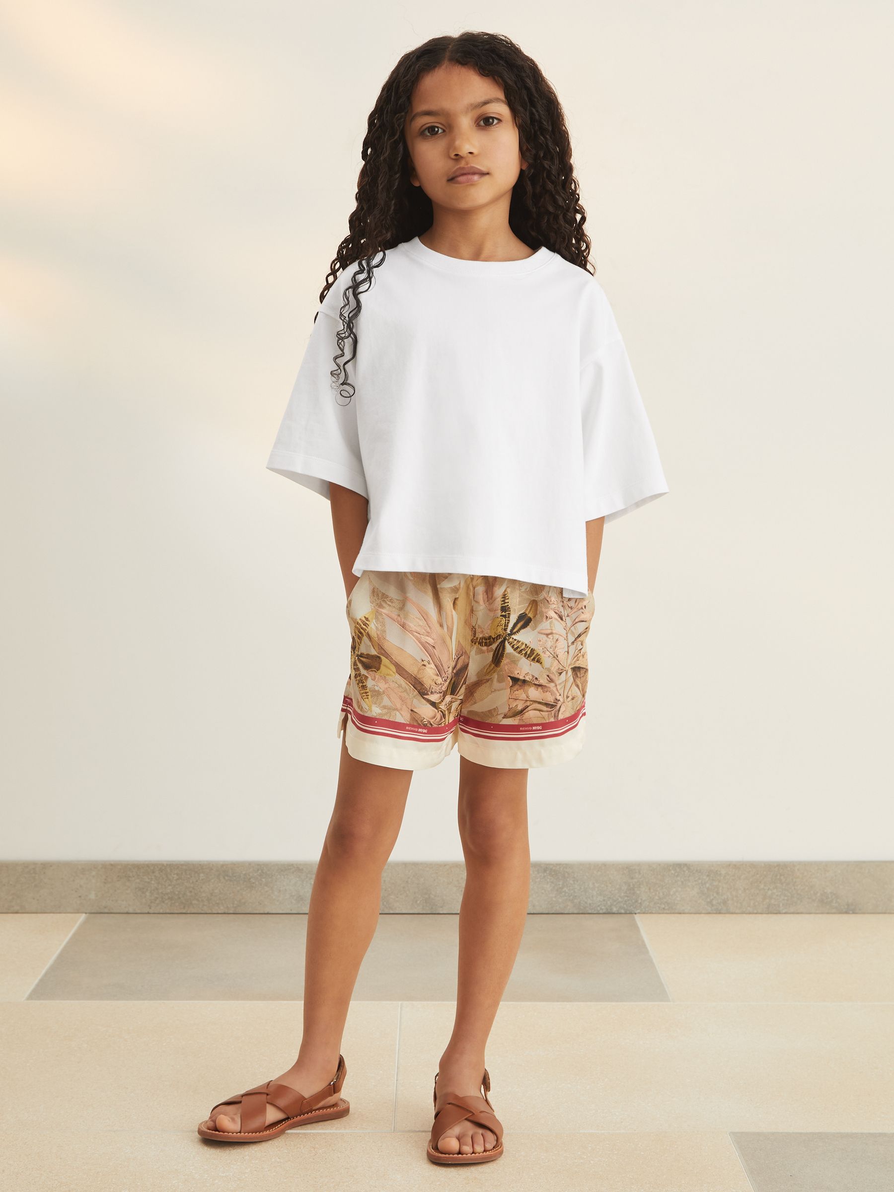 4-9 yrs Reiss | NYBG Floral Oversize T-Shirt in Khaki