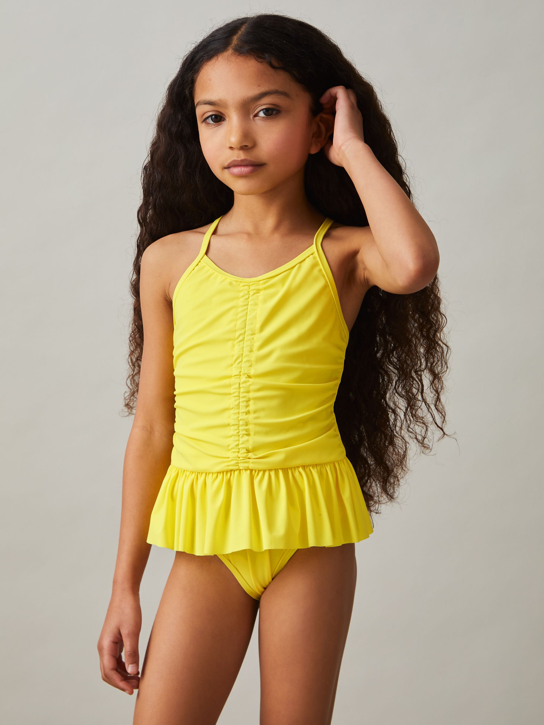 4-9 yrs Ruched Ruffle Swimsuit in Yellow