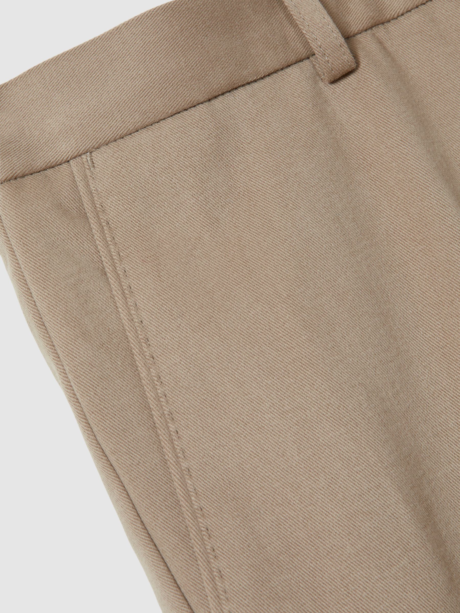 Oscar Jacobson Slim Fit 100% Cotton Turn-Up Trousers in Beige