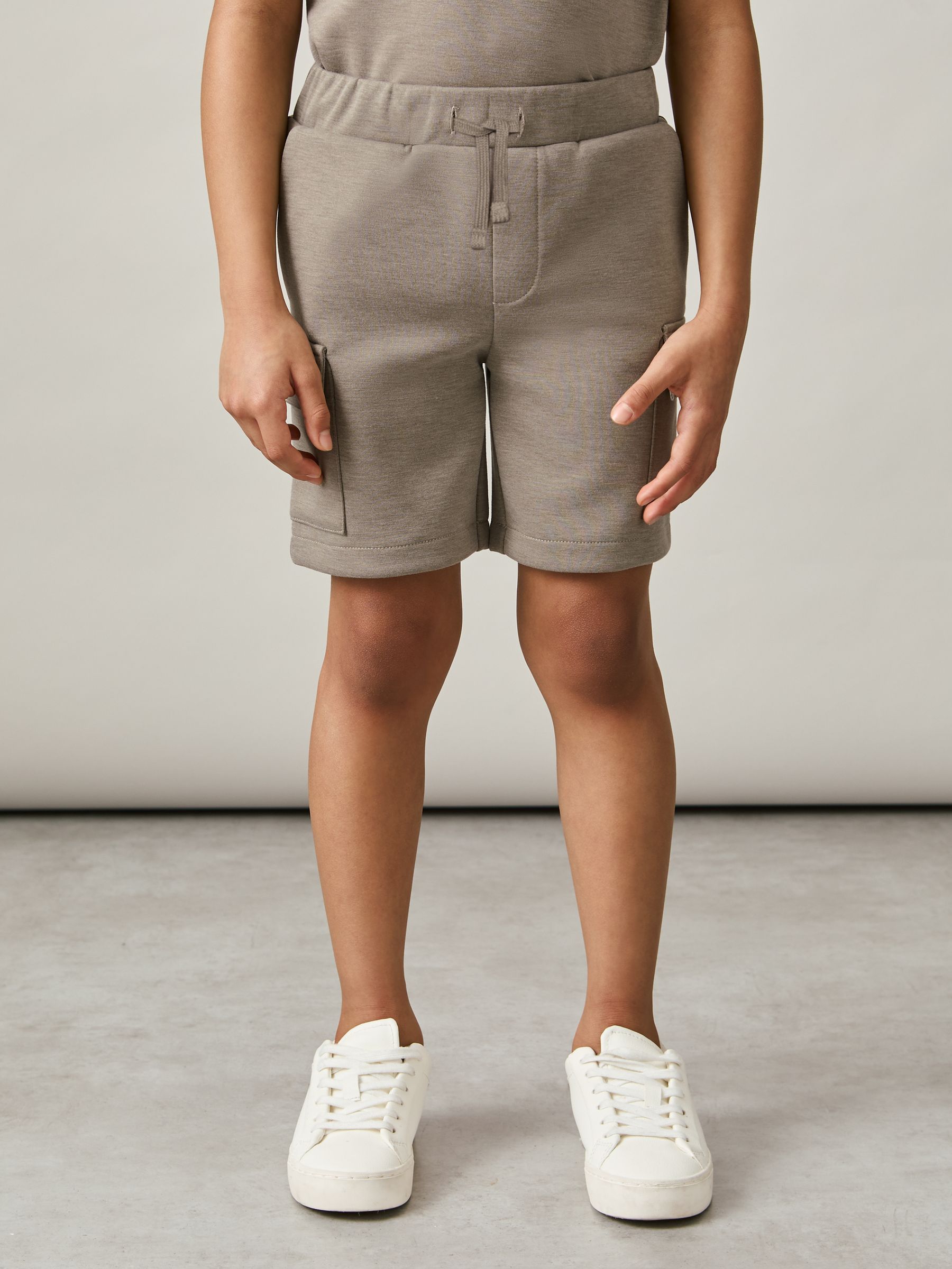 9-13 yrs Interlock-Jersey Cargo Shorts in Taupe Brown