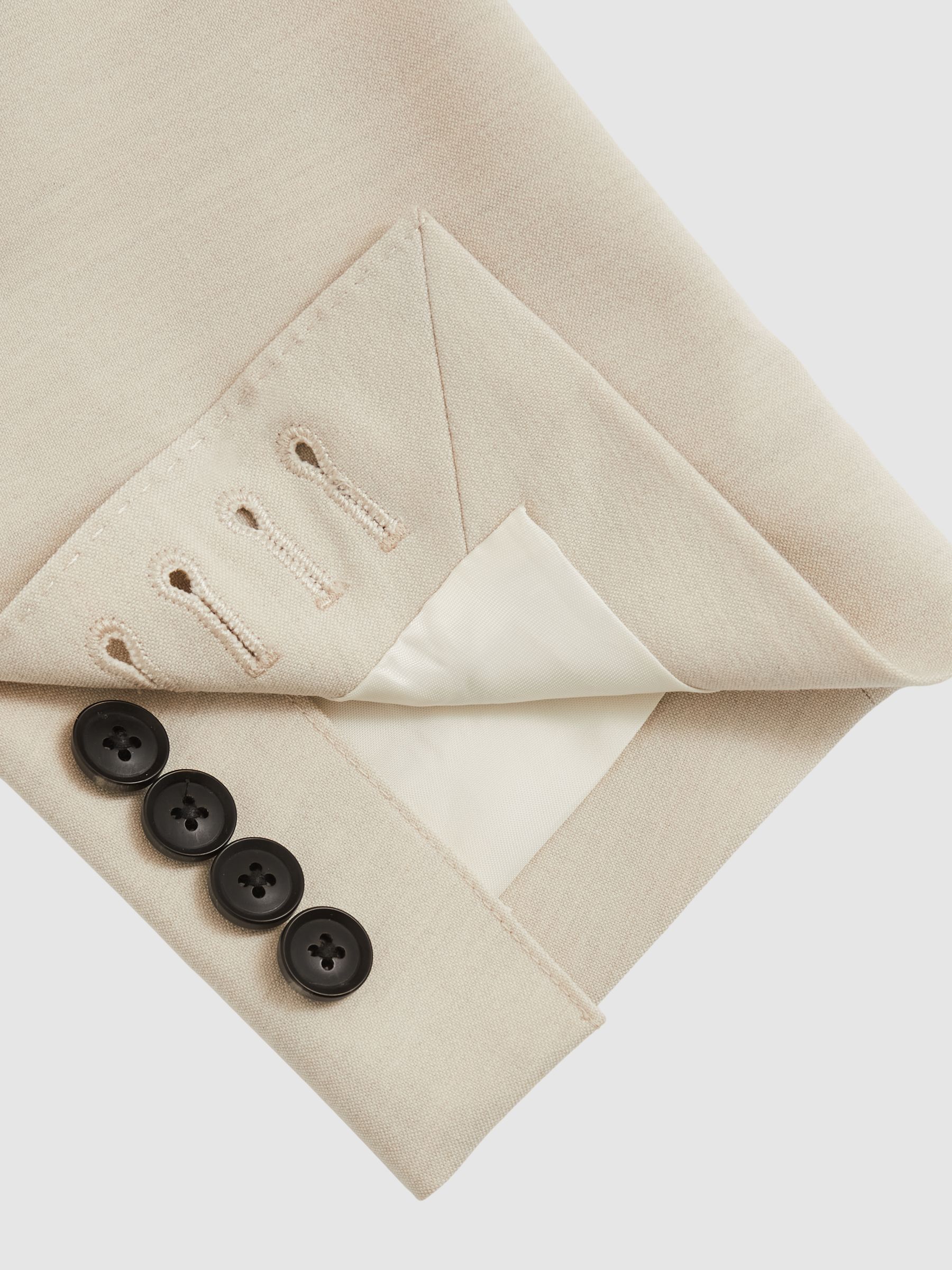 Single-Breasted Stretch Suit Blazer Slim-Fit in Stone