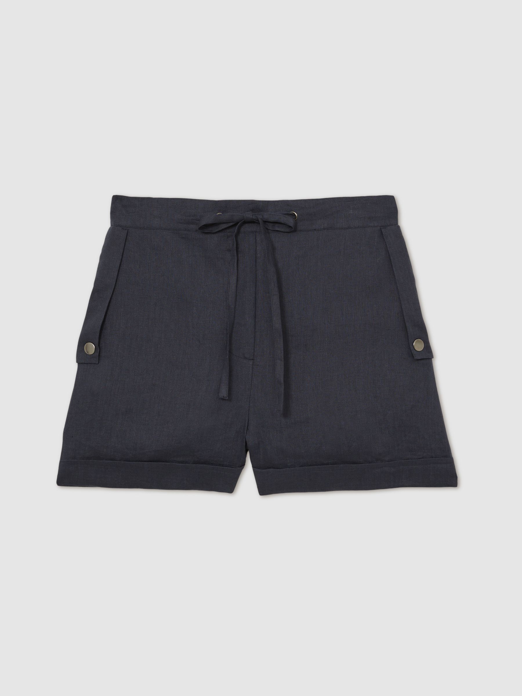 100% Linen Beach Shorts in Navy