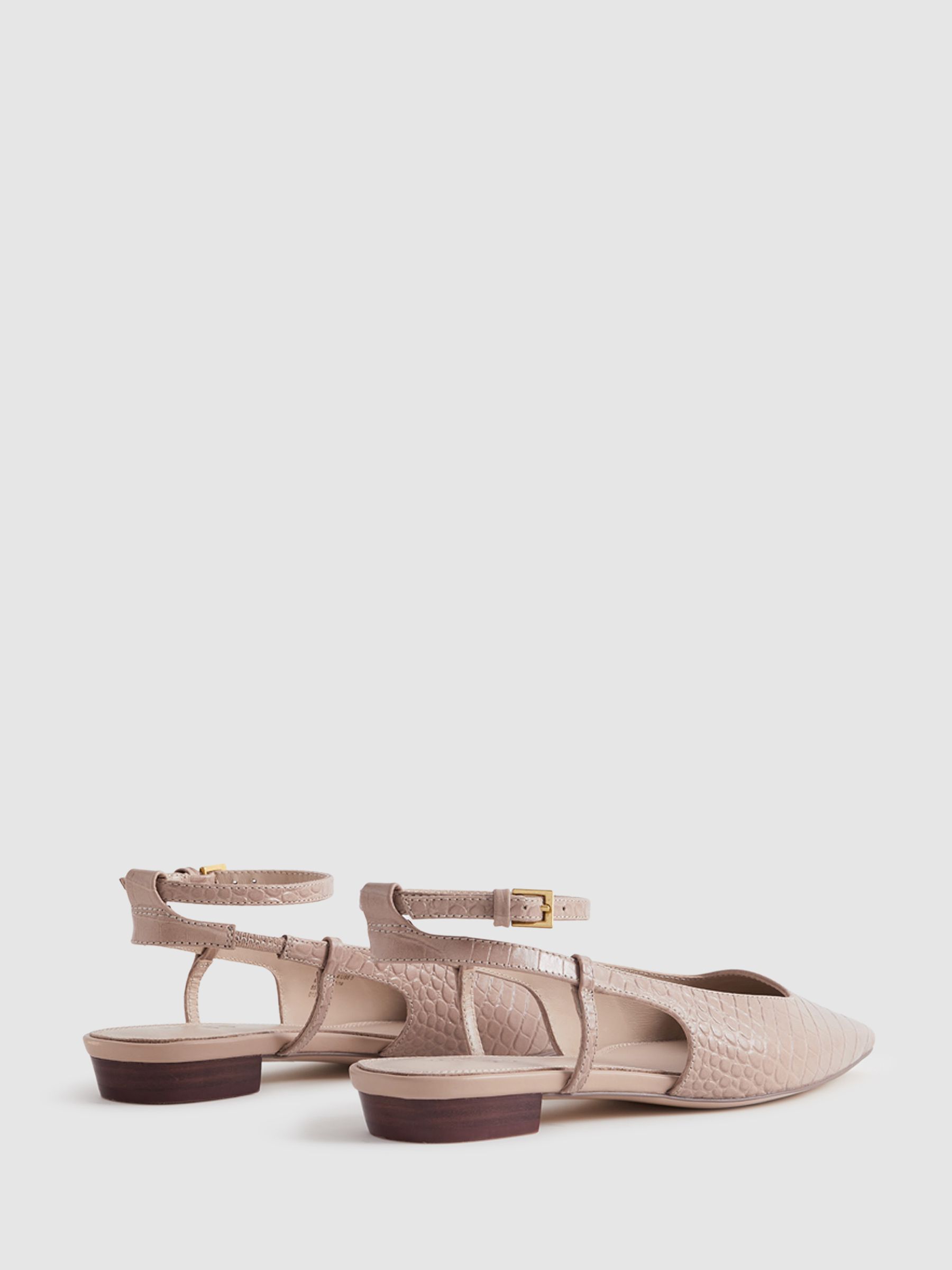 Leather Slingback Ballerina Flats in Nude