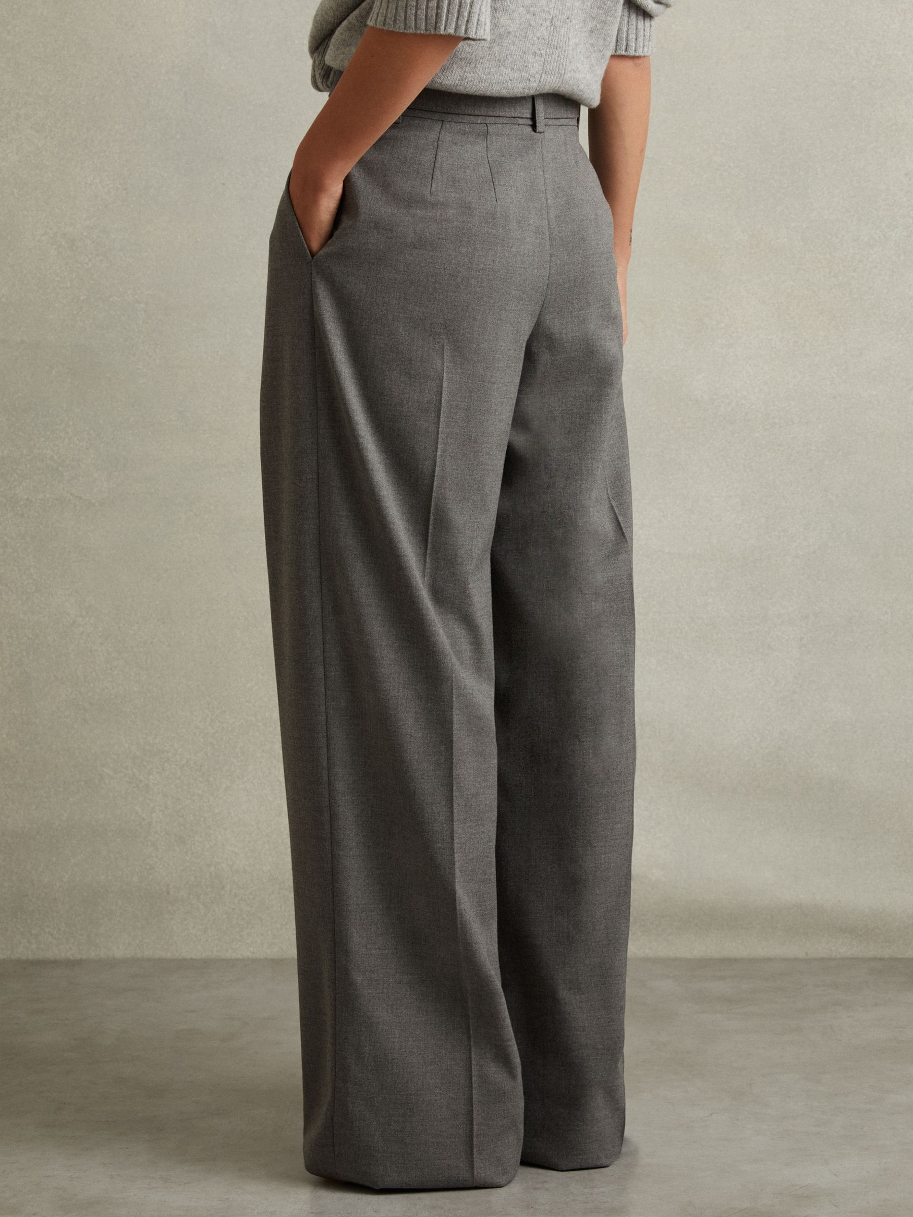 Belted Wide Leg Trousers in Grey