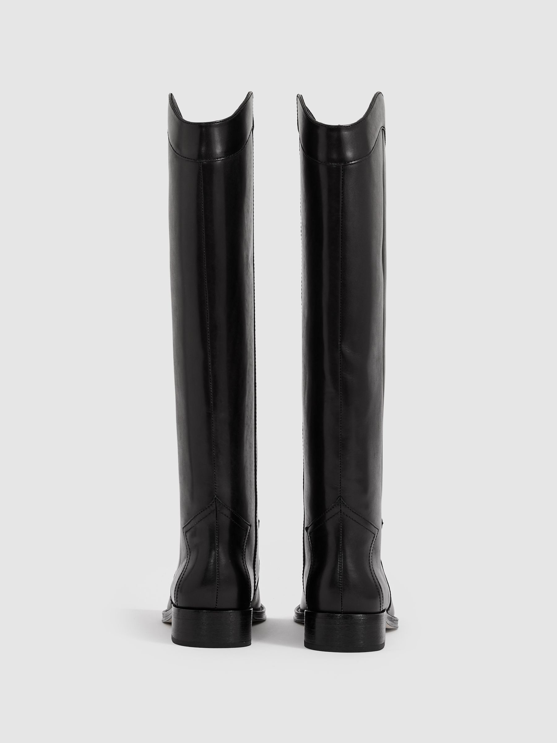 Paige Leather Knee-High Riding Boots in Black