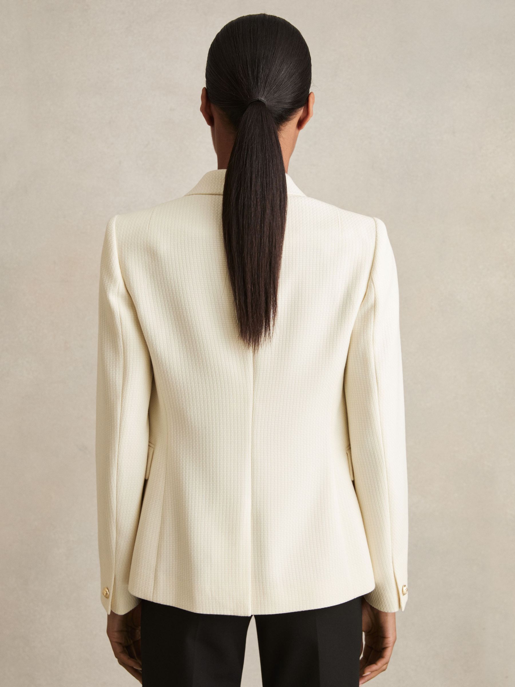 Tailored Fit Textured Double Breasted Blazer in White