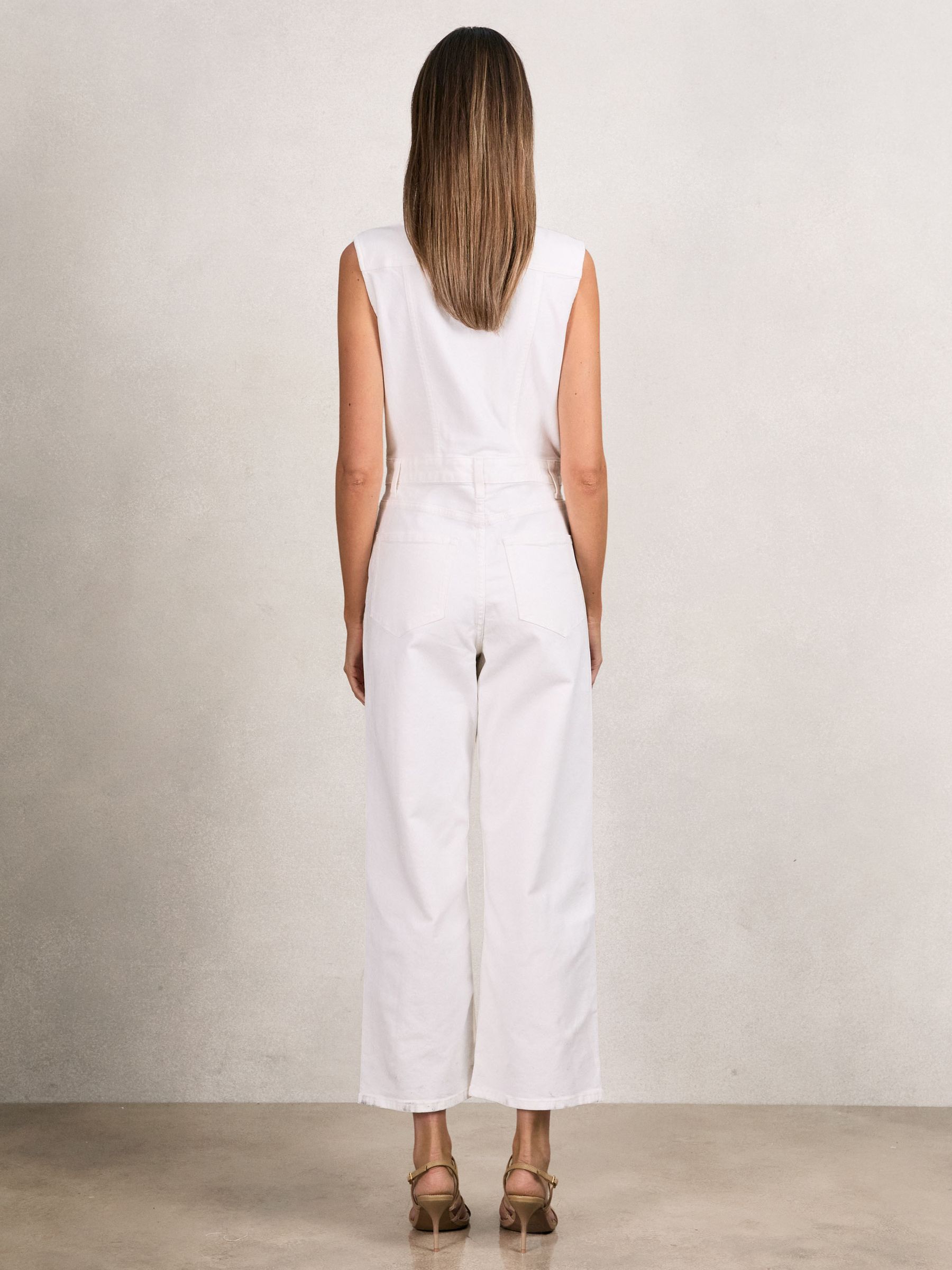 Paige Denim Straight Leg Jumpsuit in Ecru