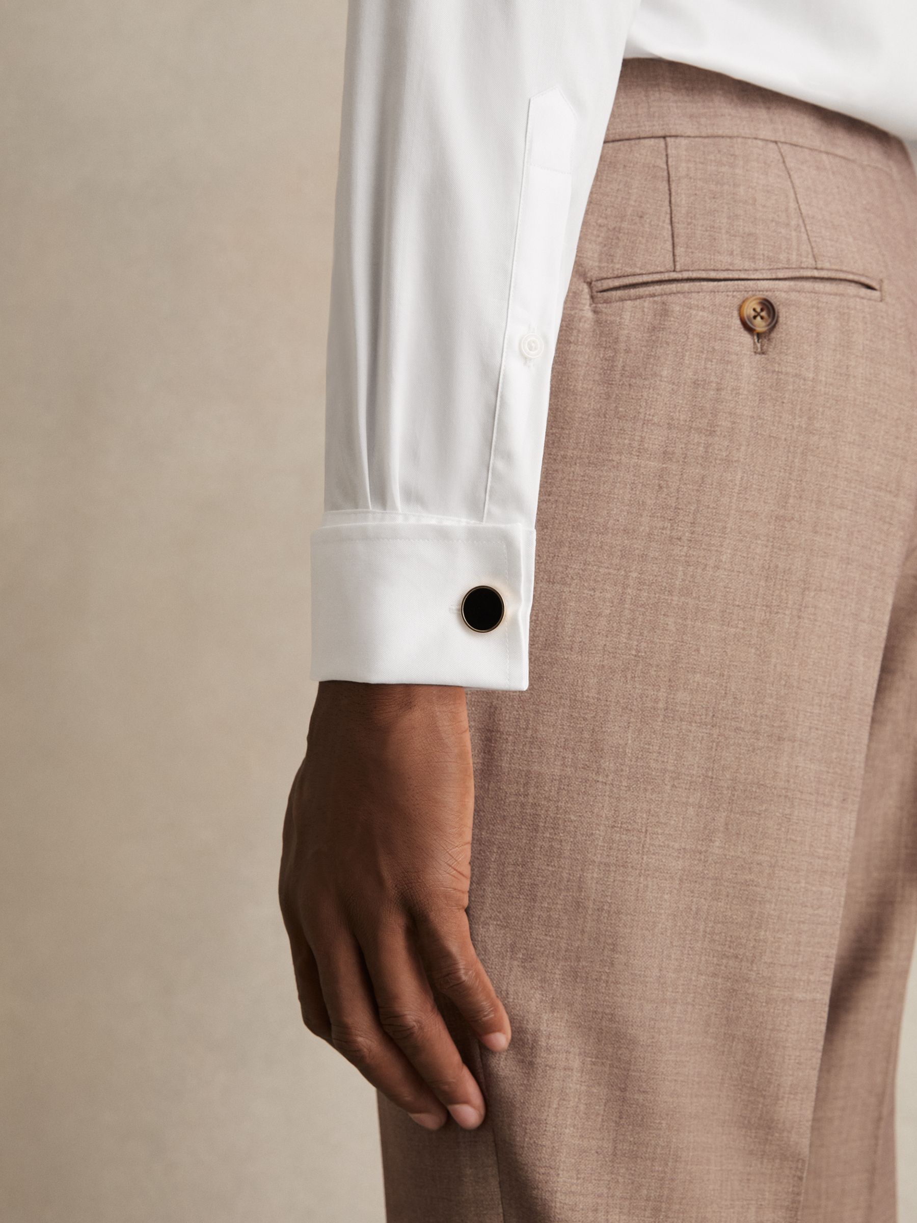 Double-Cuff Two-Fold Cotton Shirt in White