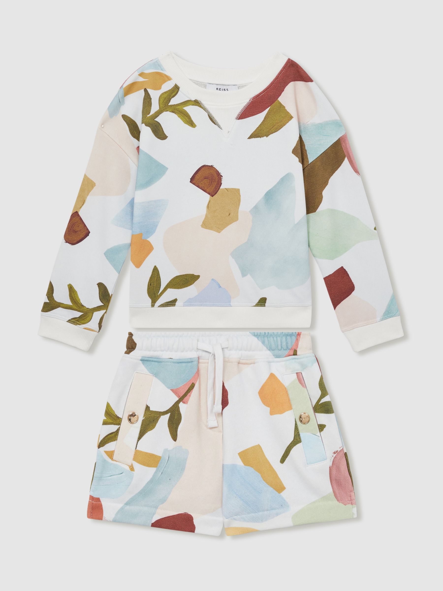 9-13 yrs Abstract-Print Sweatshirt And Shorts Set in Multi