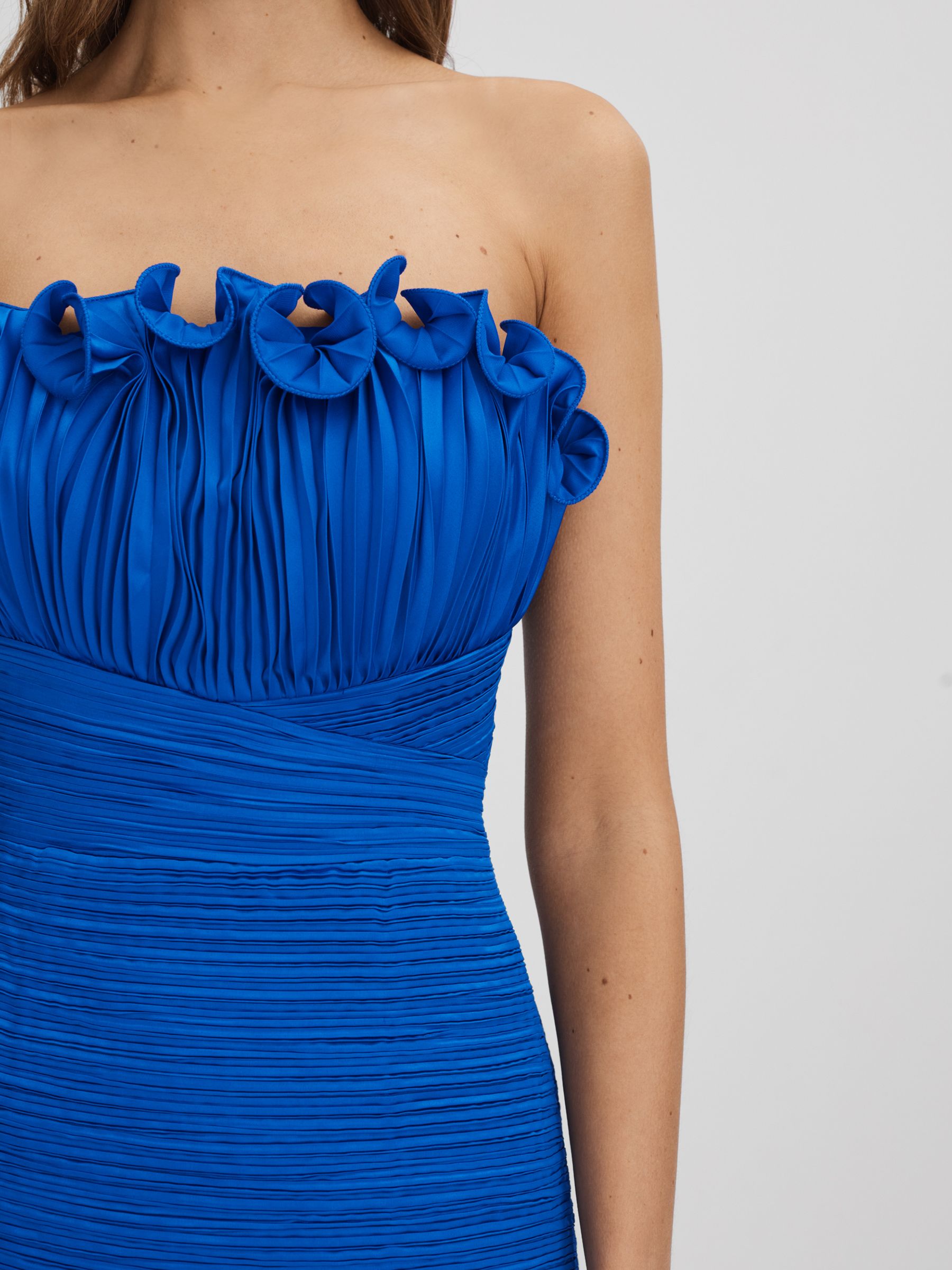 Amur Strapless Ruffle Mini Dress in Dark Blue