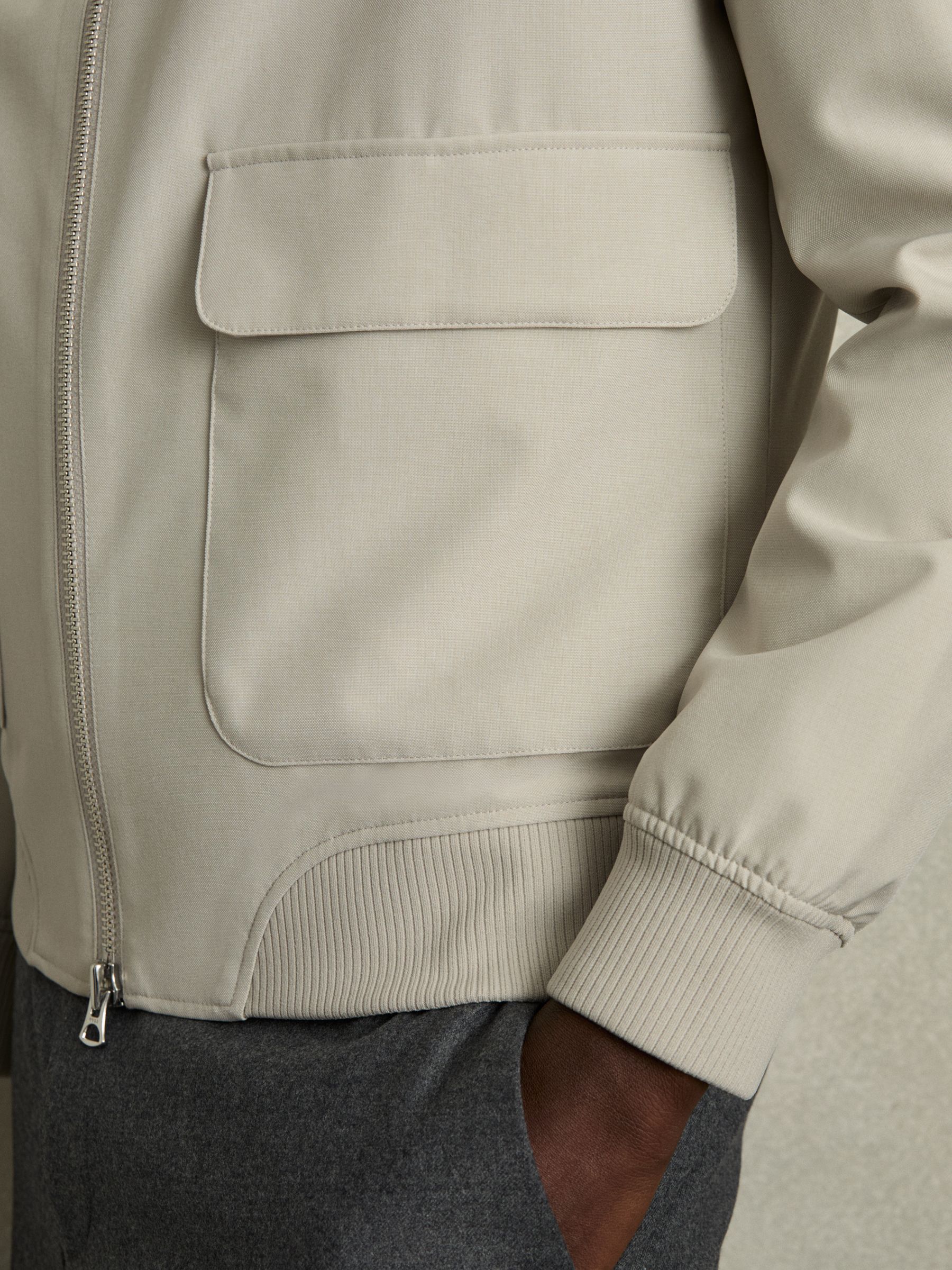 Zip-Through Funnel-Neck Jacket in Stone