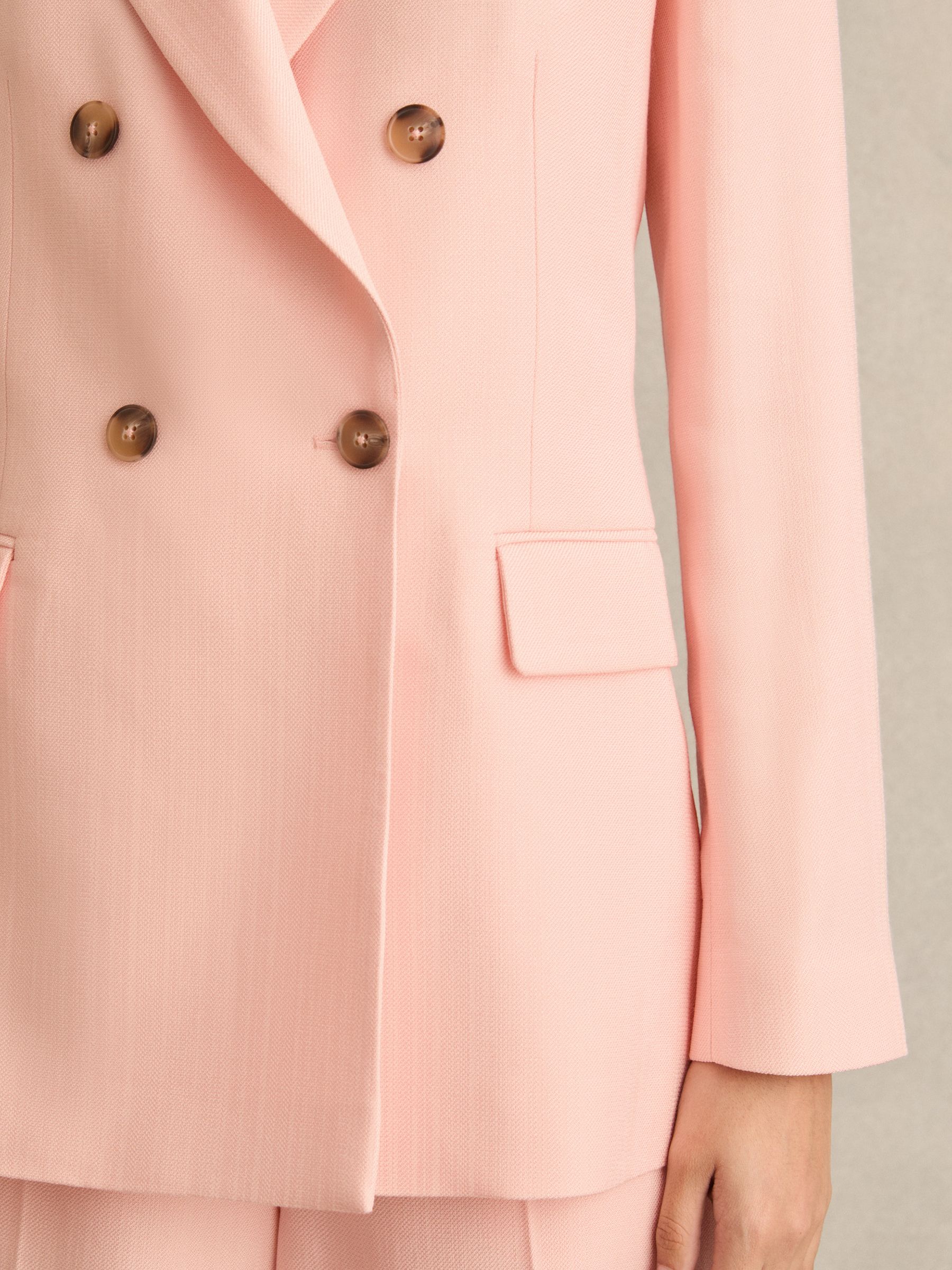 Double-Breasted Peak-Lapel Suit Jacket in Pink