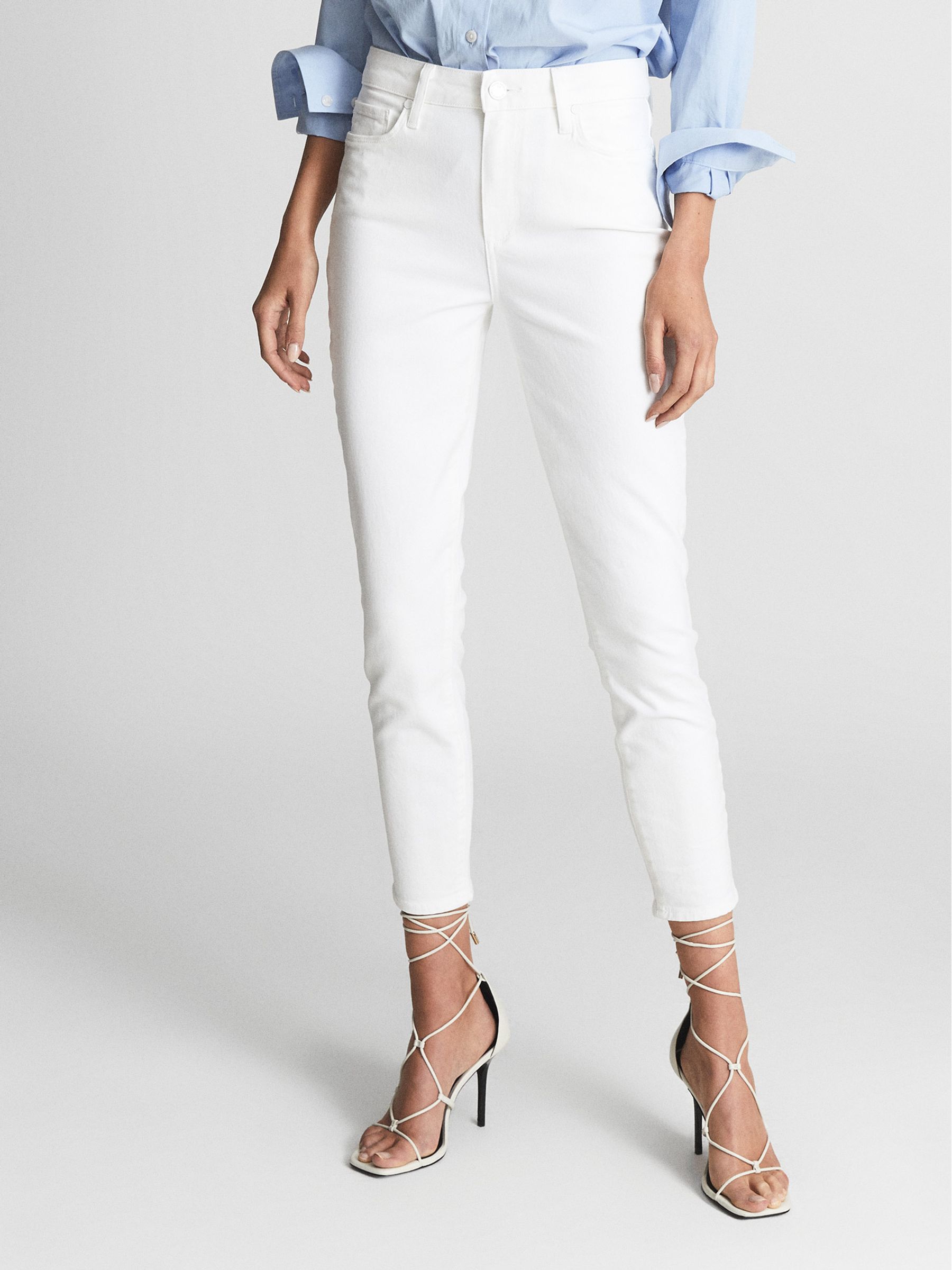 Paige Cropped Skinny Jeans in White