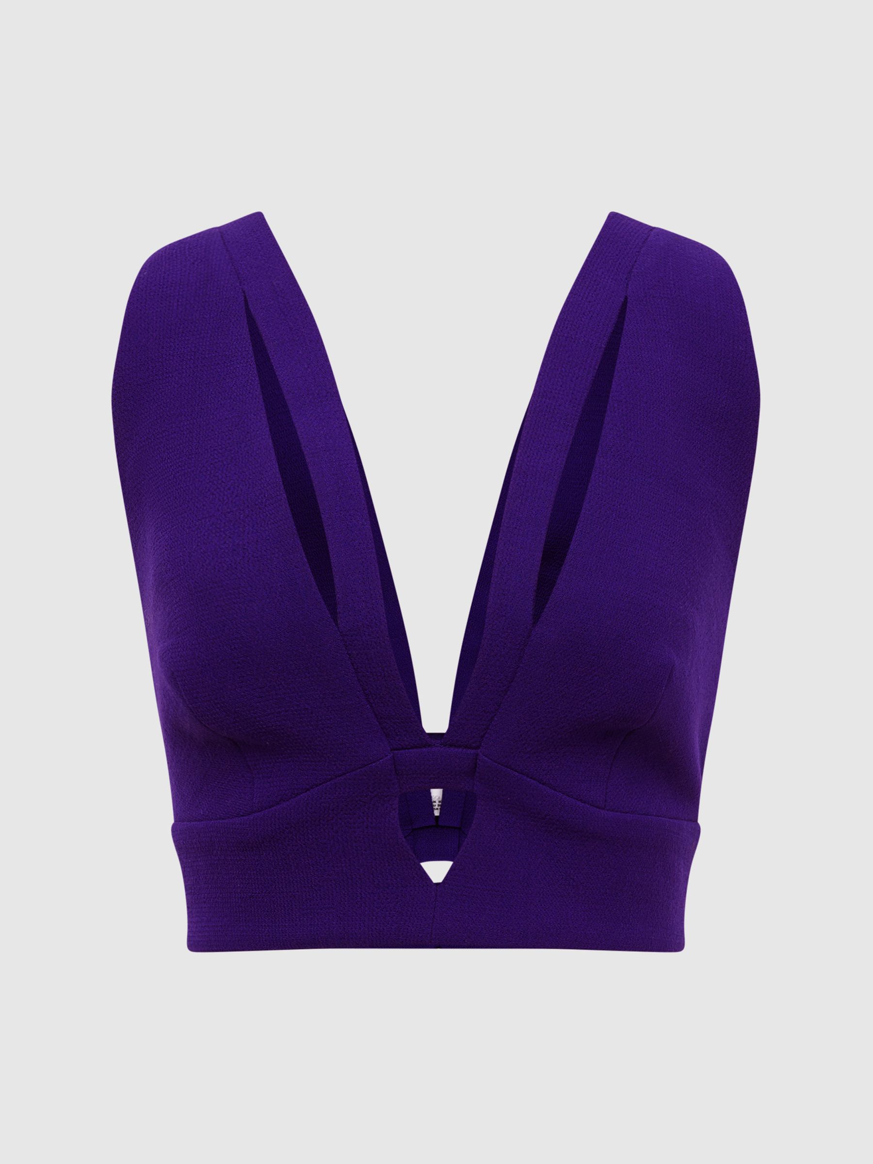 Deep V-Neck Crop Top in Purple