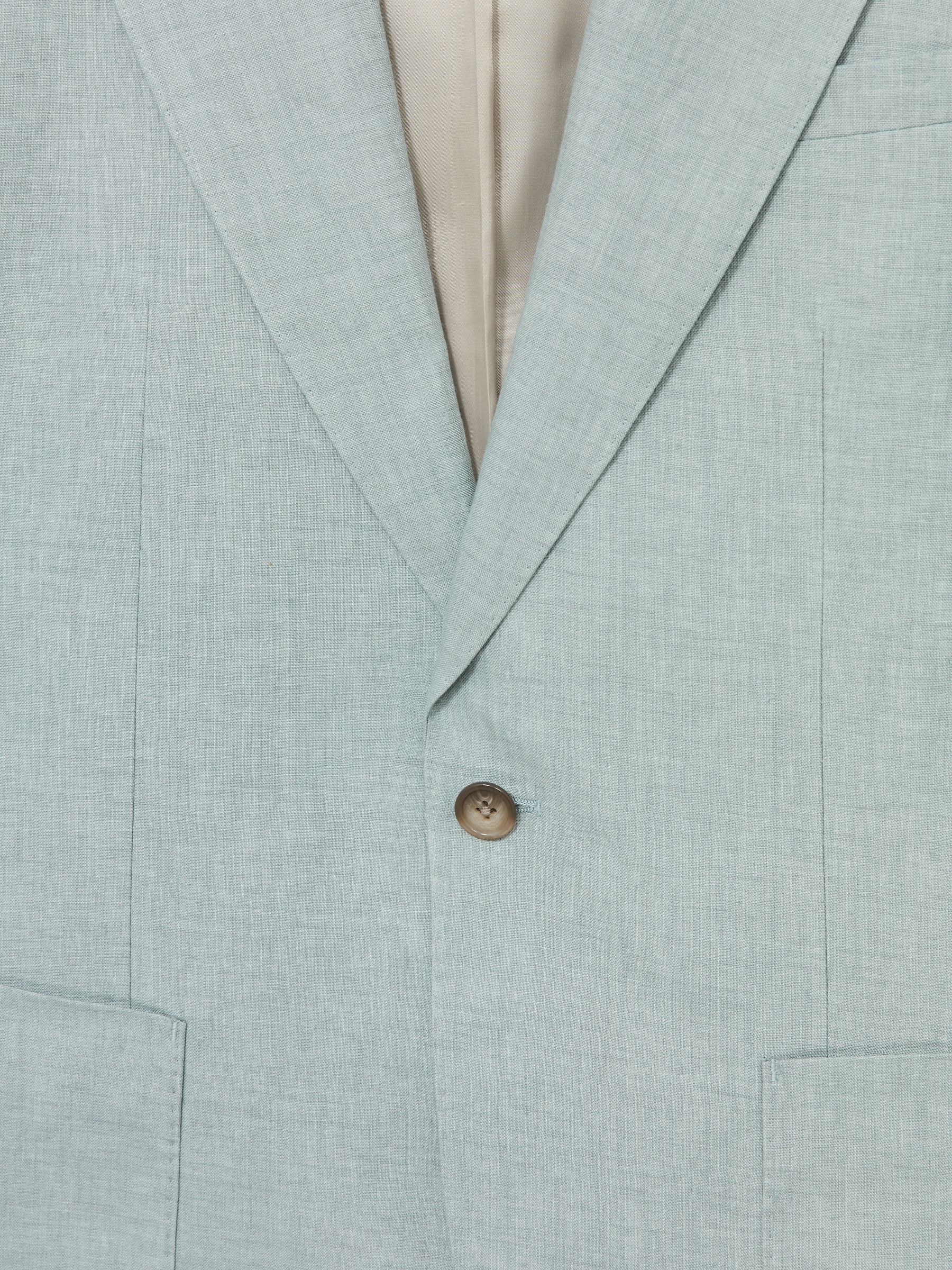 Linen Single-Breasted Suit Blazer Slim-Fit in Ocean Green